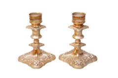Silver Plated Copper Candlestick Holders, a Pair