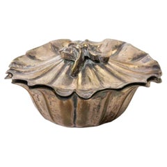 Silver-Plated Covered Bonbon Dish in Floral Form, 1950s