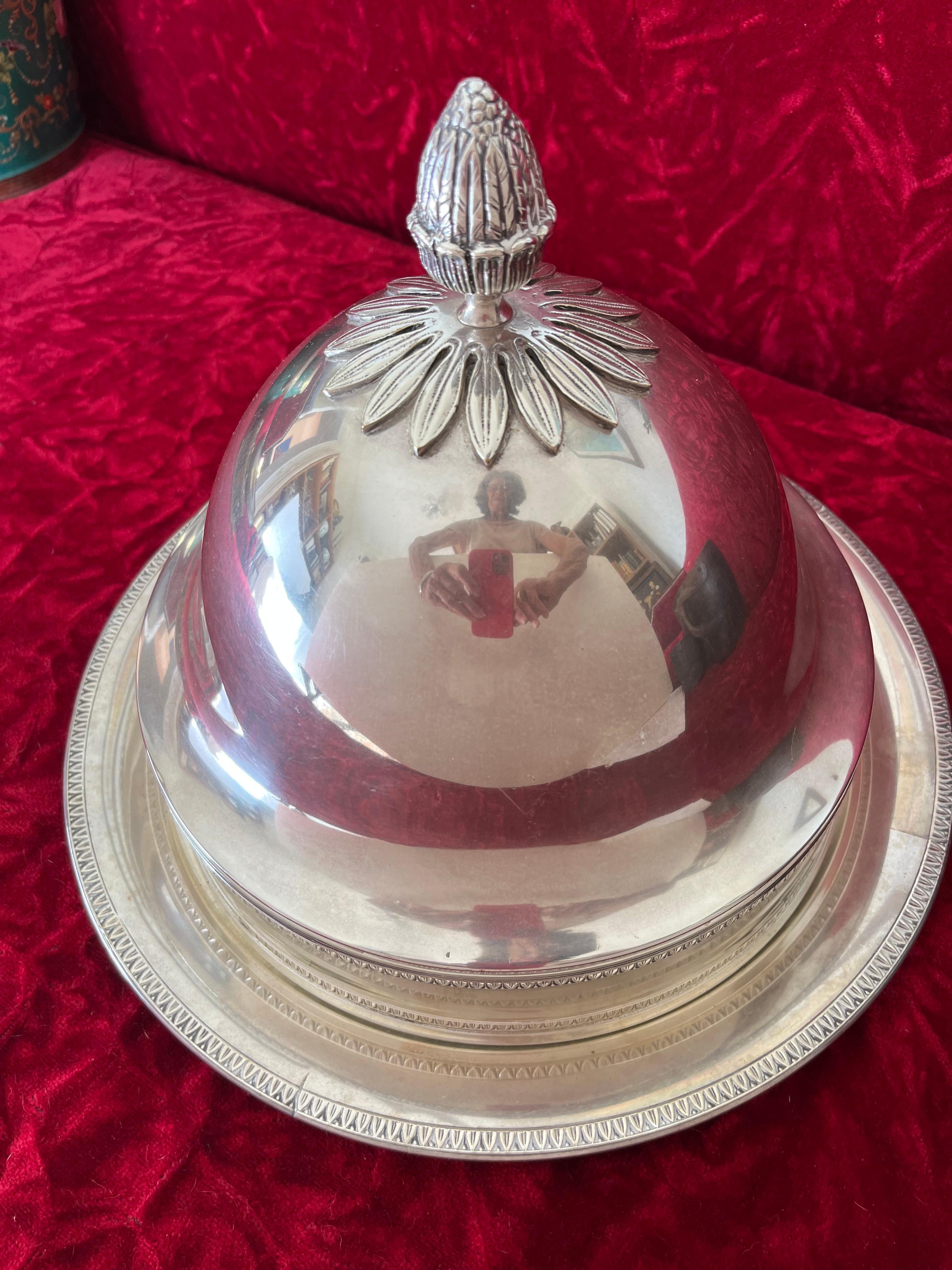 French Silver Plated Covered Dish For Sale