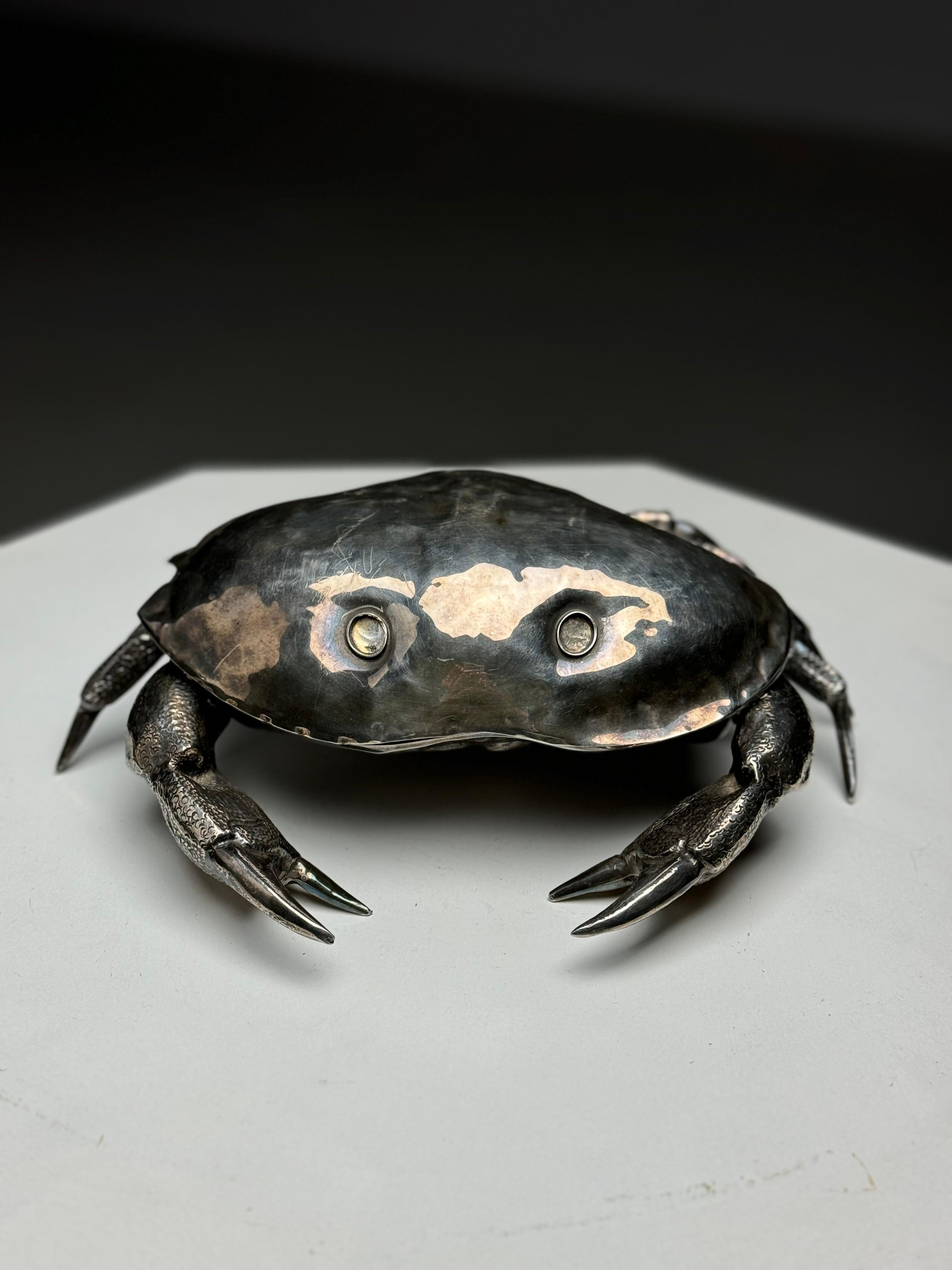 Silver plated crab caviar box For Sale 2