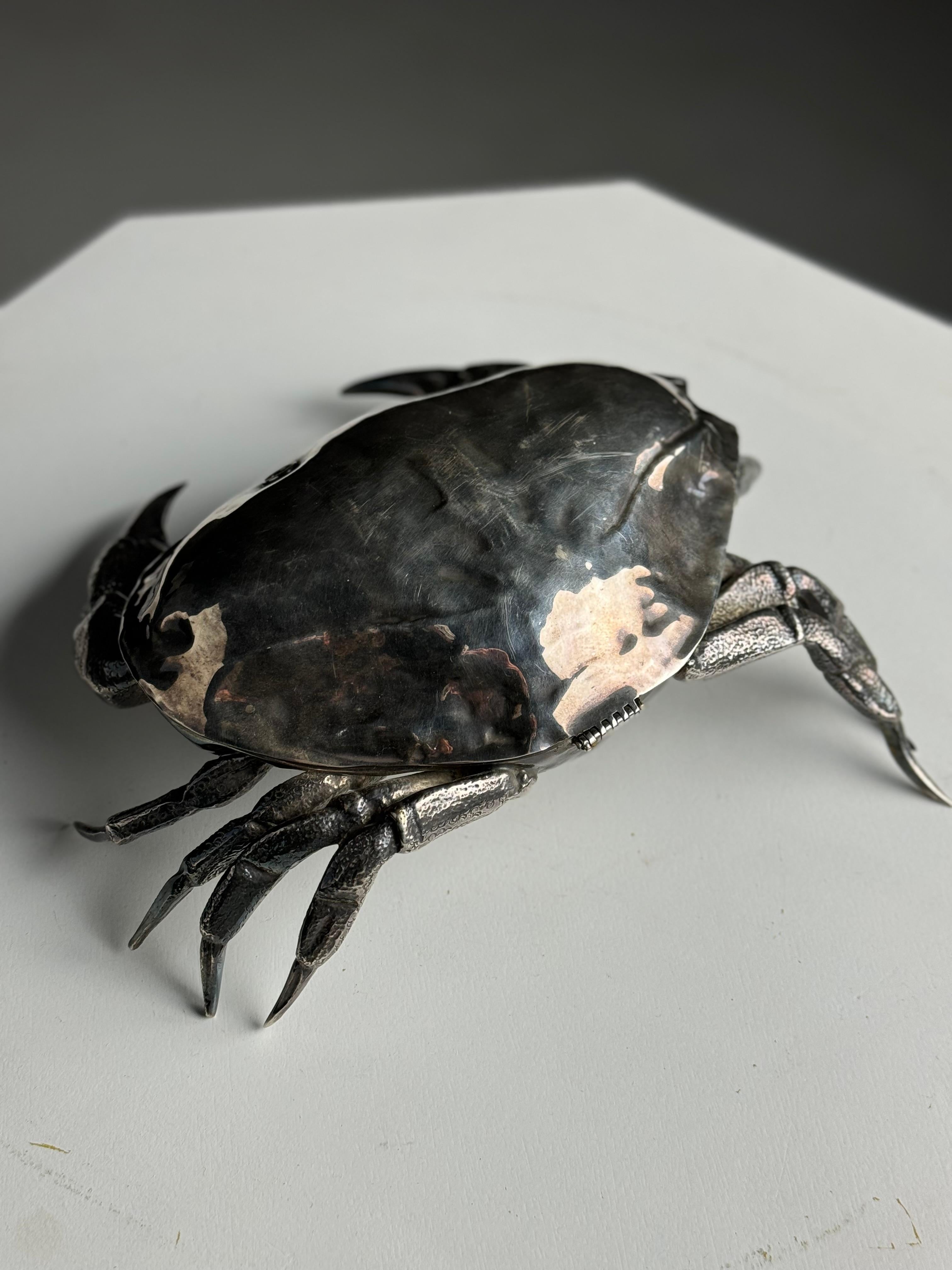 Silver plated crab caviar box For Sale 3