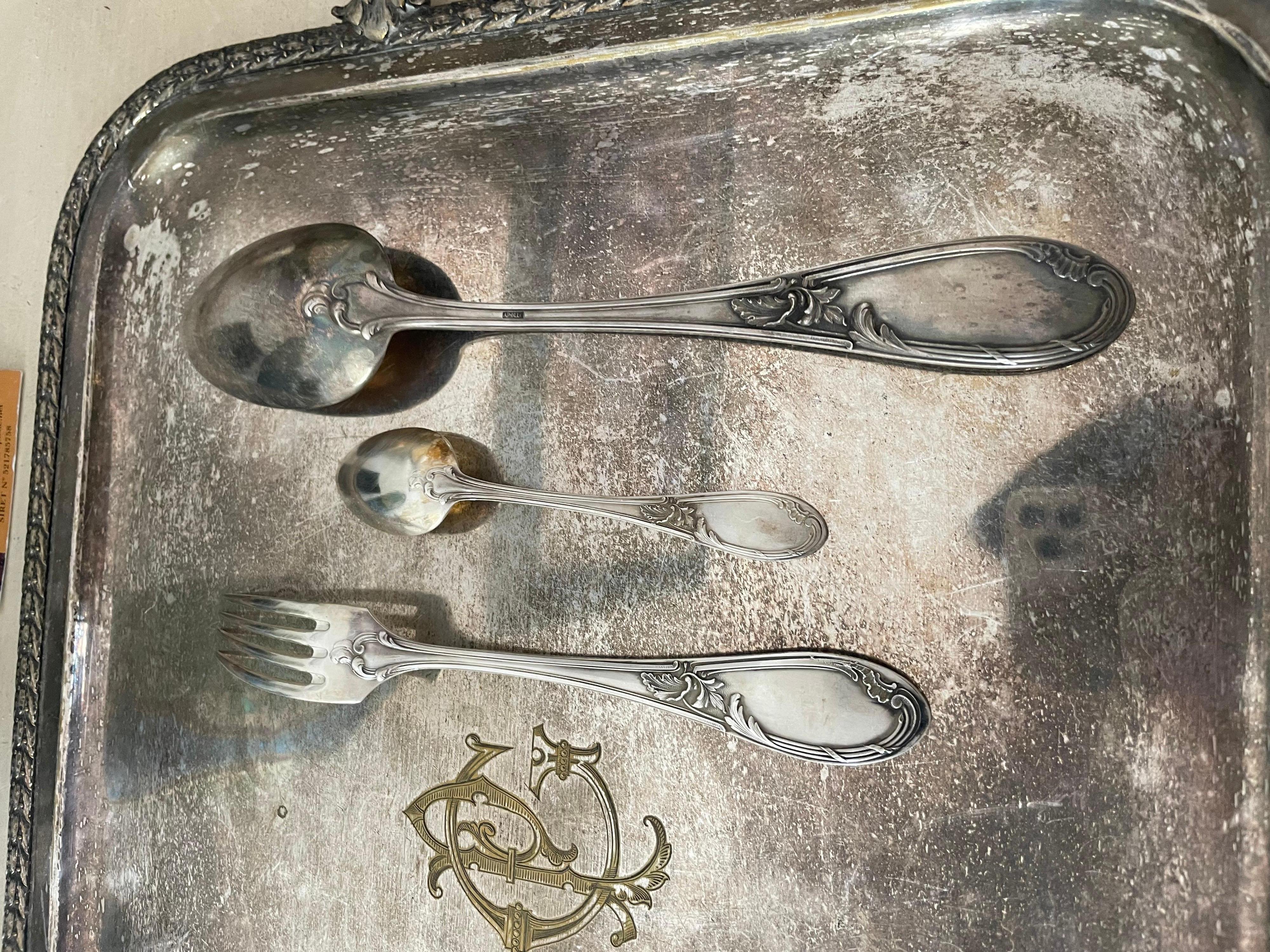 Silver Plated Cutlery Set Apollo/ Maison Christofle, 1920, France 3