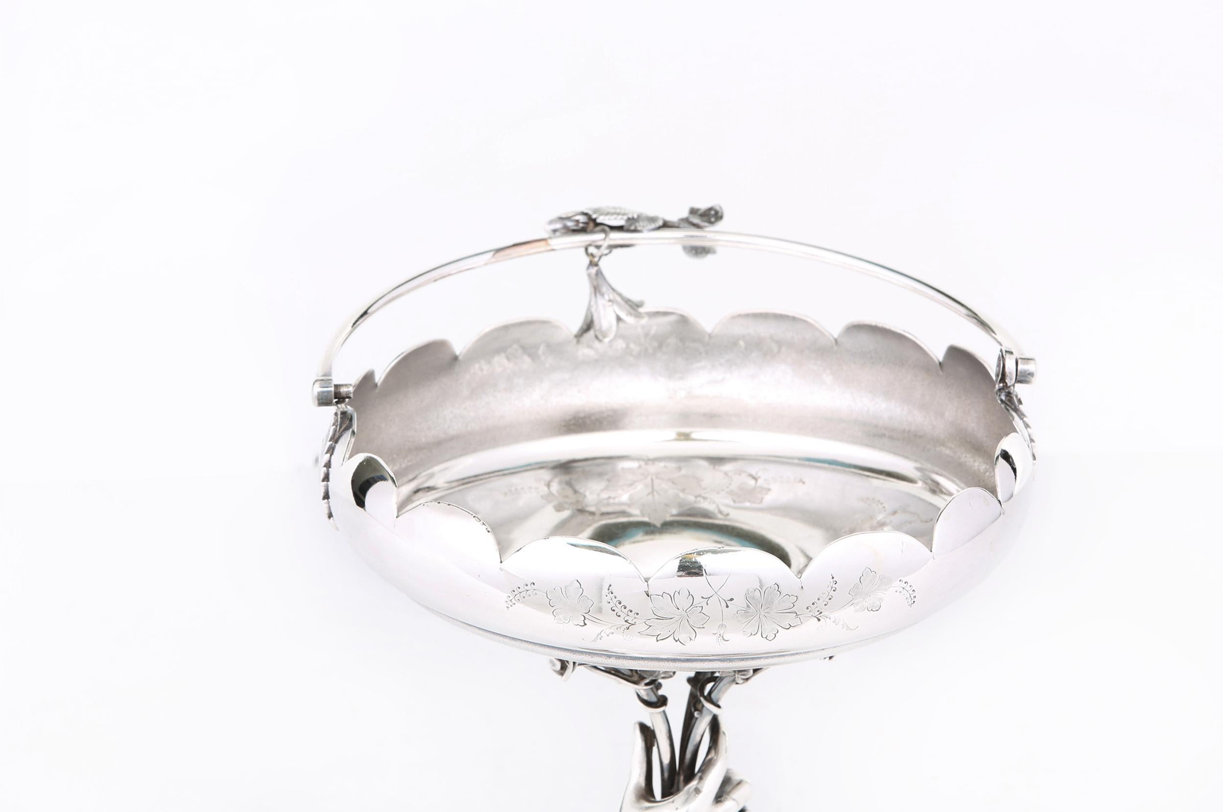 Silver Plated Decorative Bouquet Basket Centerpiece 2
