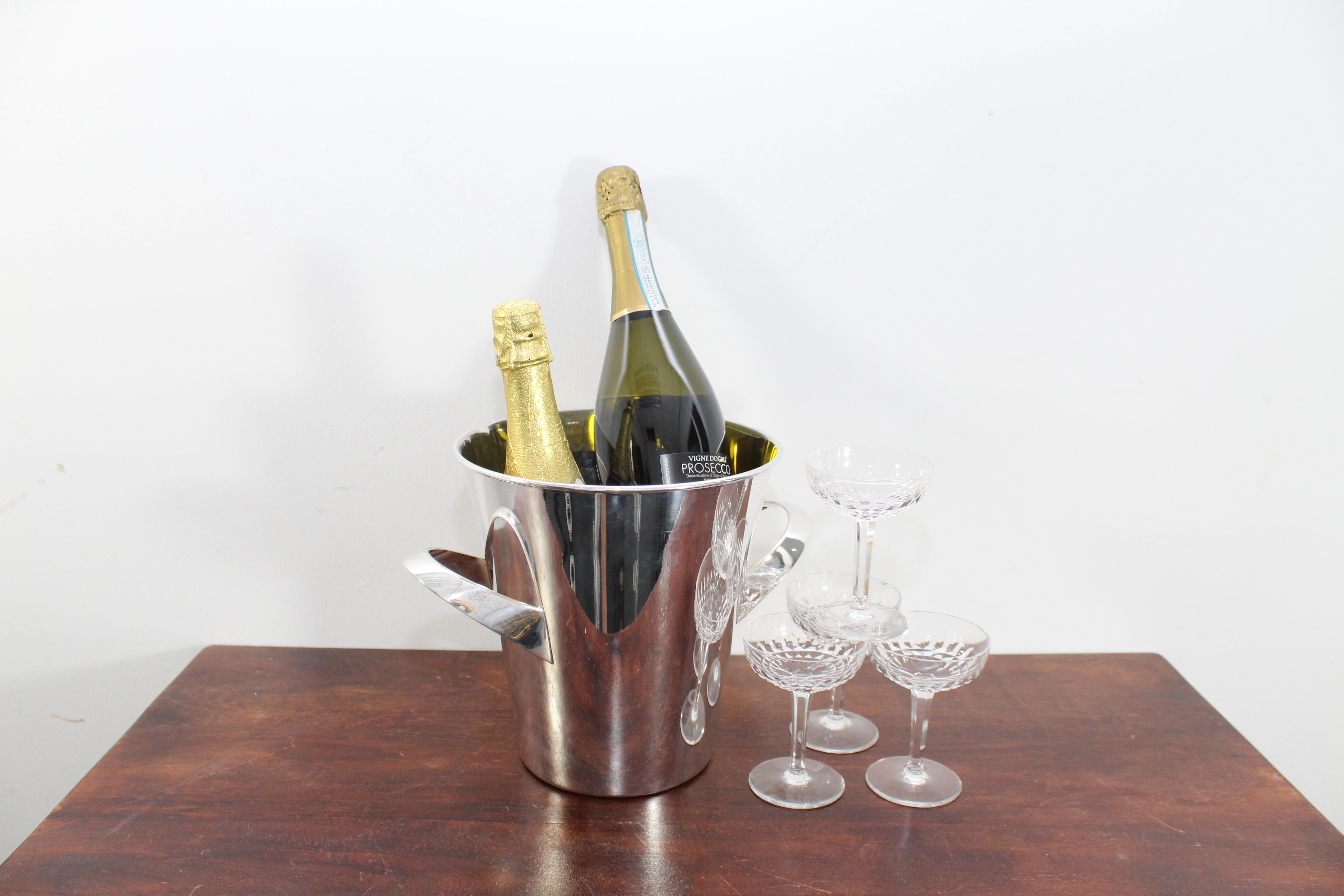 Mid-20th Century Silver Plated Designer Champagne Cooler WMF Kurt Mayer Design, 1950s For Sale