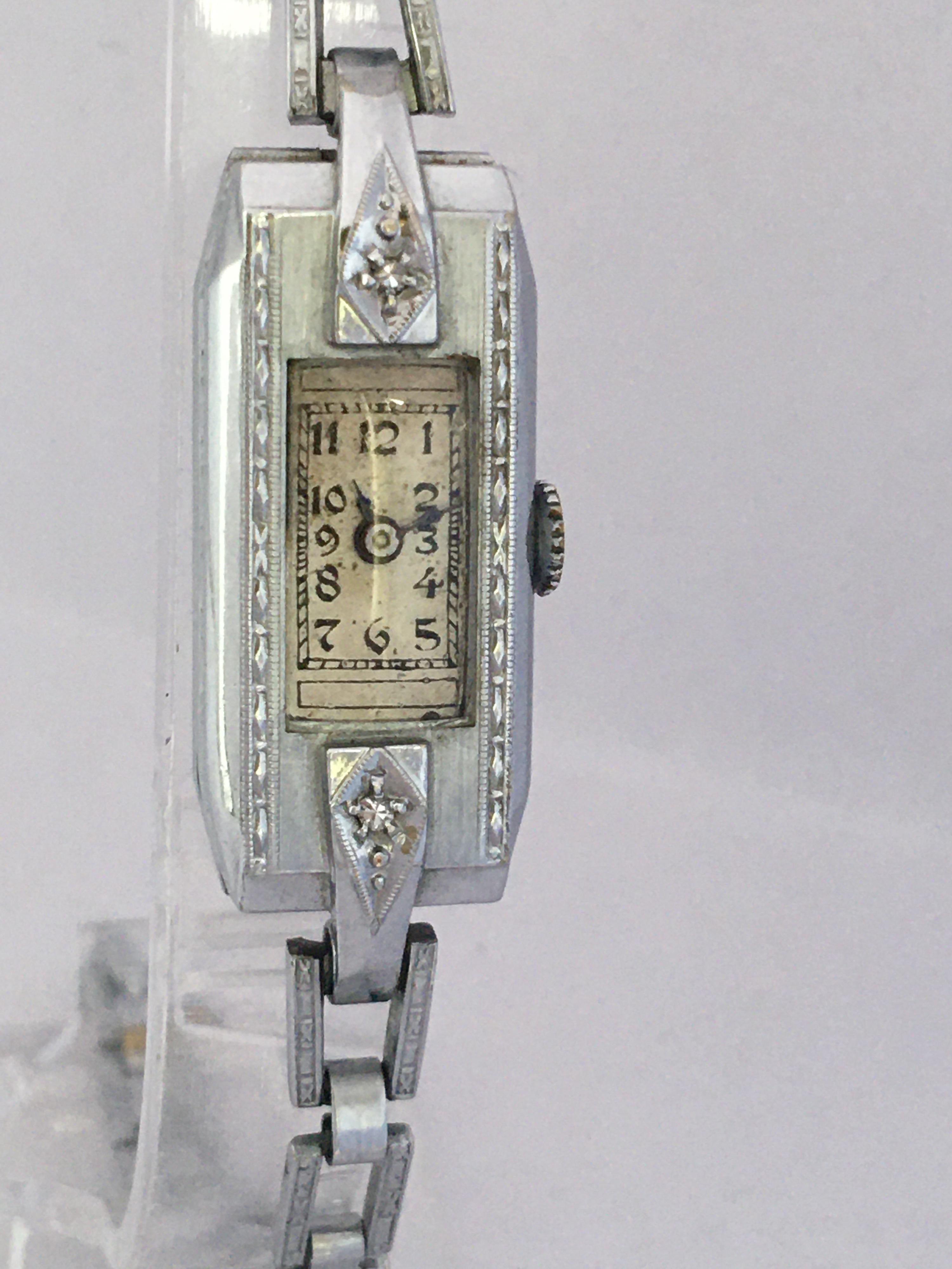 Silver Plated and Diamonds Niagara Watch Co. Mechanical Ladies Cocktail Watch For Sale 6