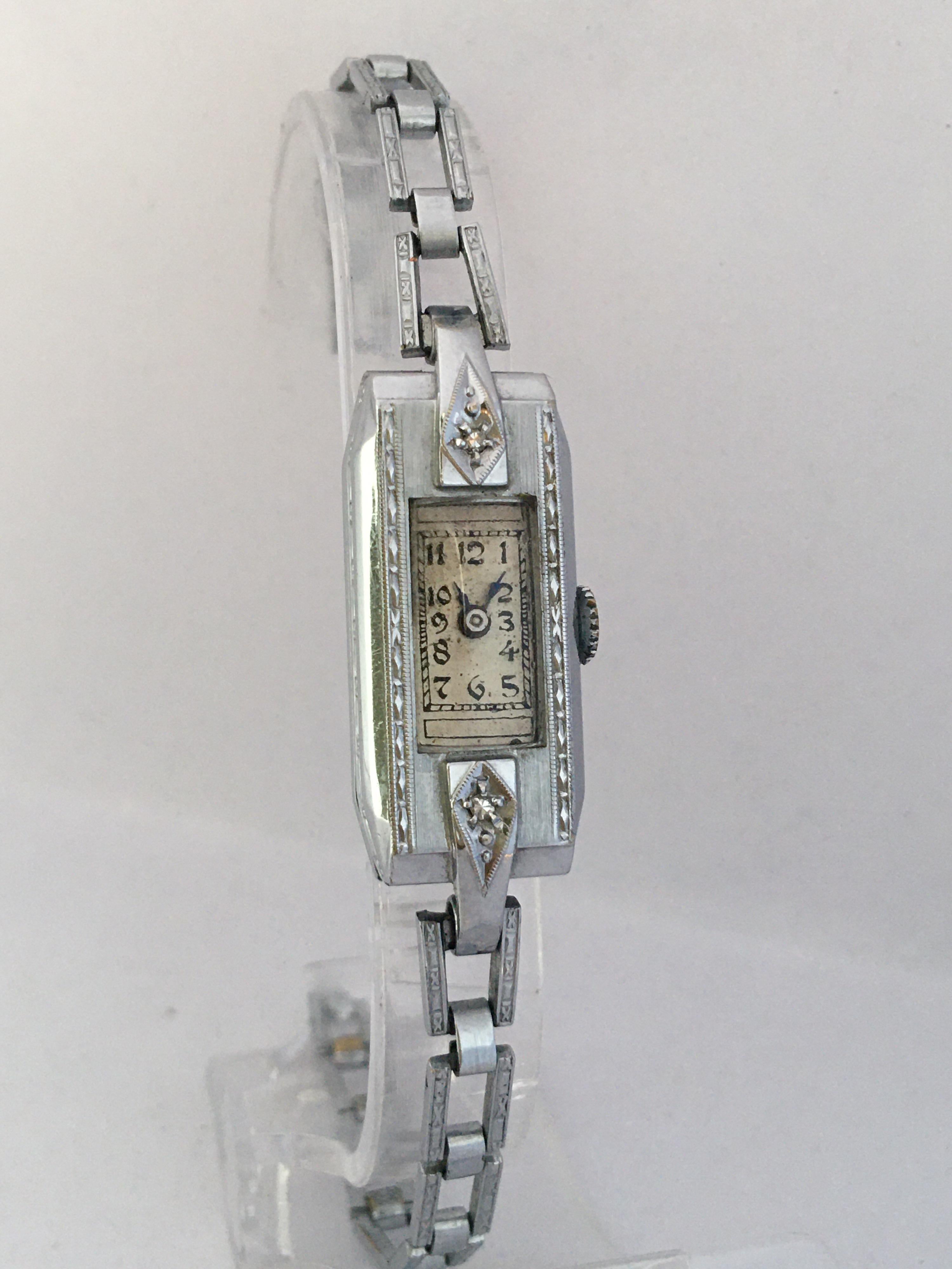 Silver Plated and Diamonds Niagara Watch Co. Mechanical Ladies Cocktail Watch For Sale 8