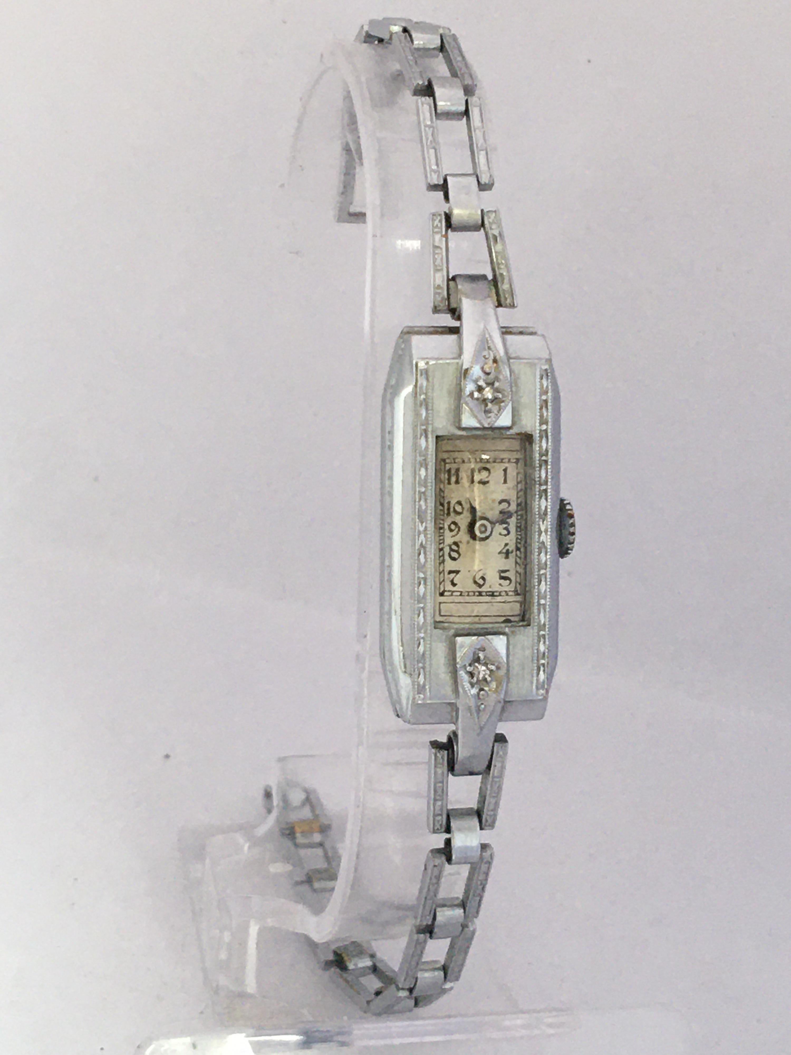 Silver Plated and Diamonds Niagara Watch Co. Mechanical Ladies Cocktail Watch For Sale 9