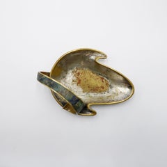 Silver Plated Dish by Los Castillo with Malachite Inlays