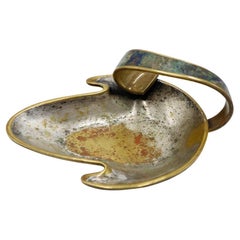 Silver Plated Dish by Los Castillo with Malachite Inlays