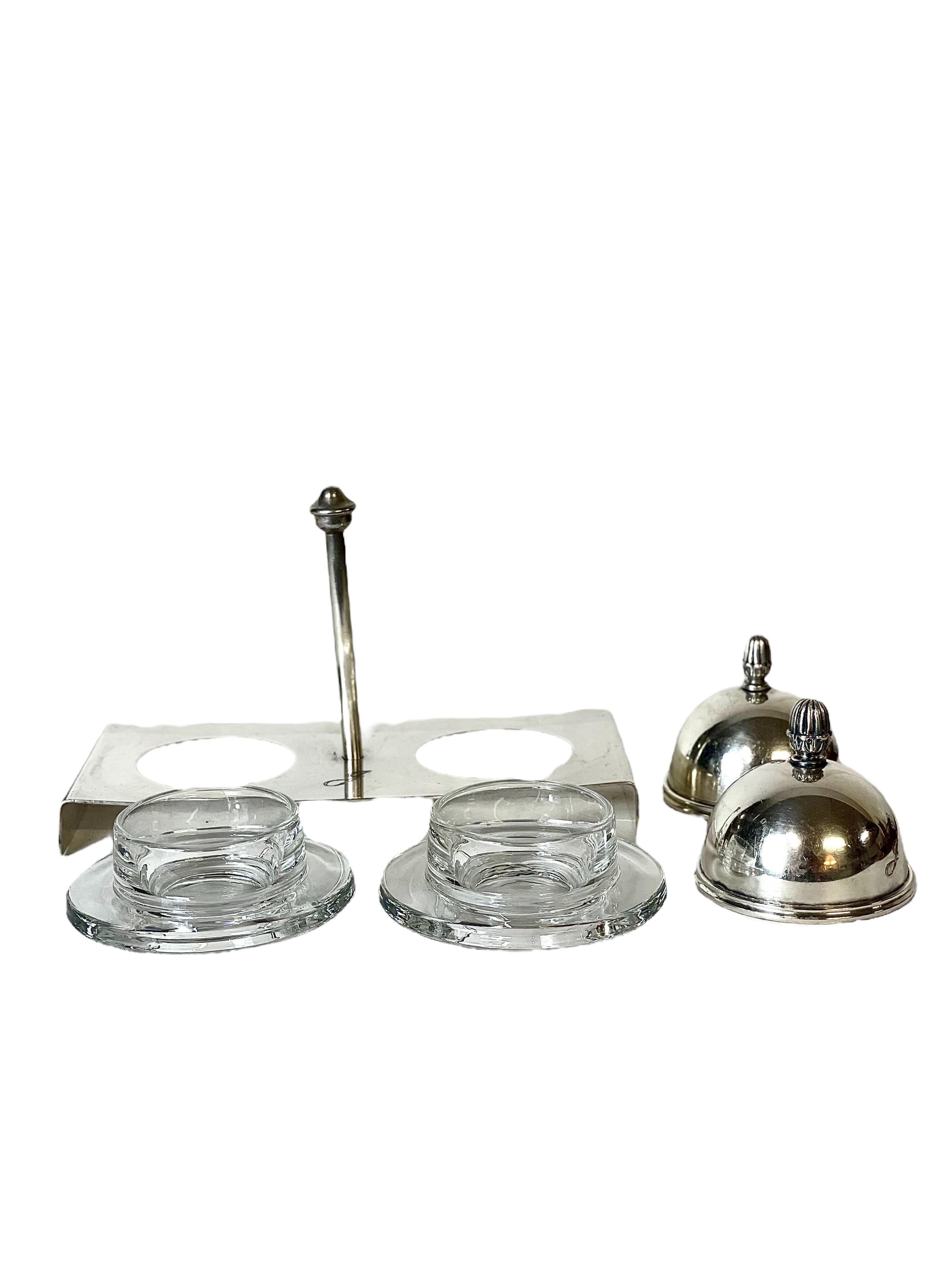 French Silver-Plated Double Butter Dome, from the Hotel Juana For Sale