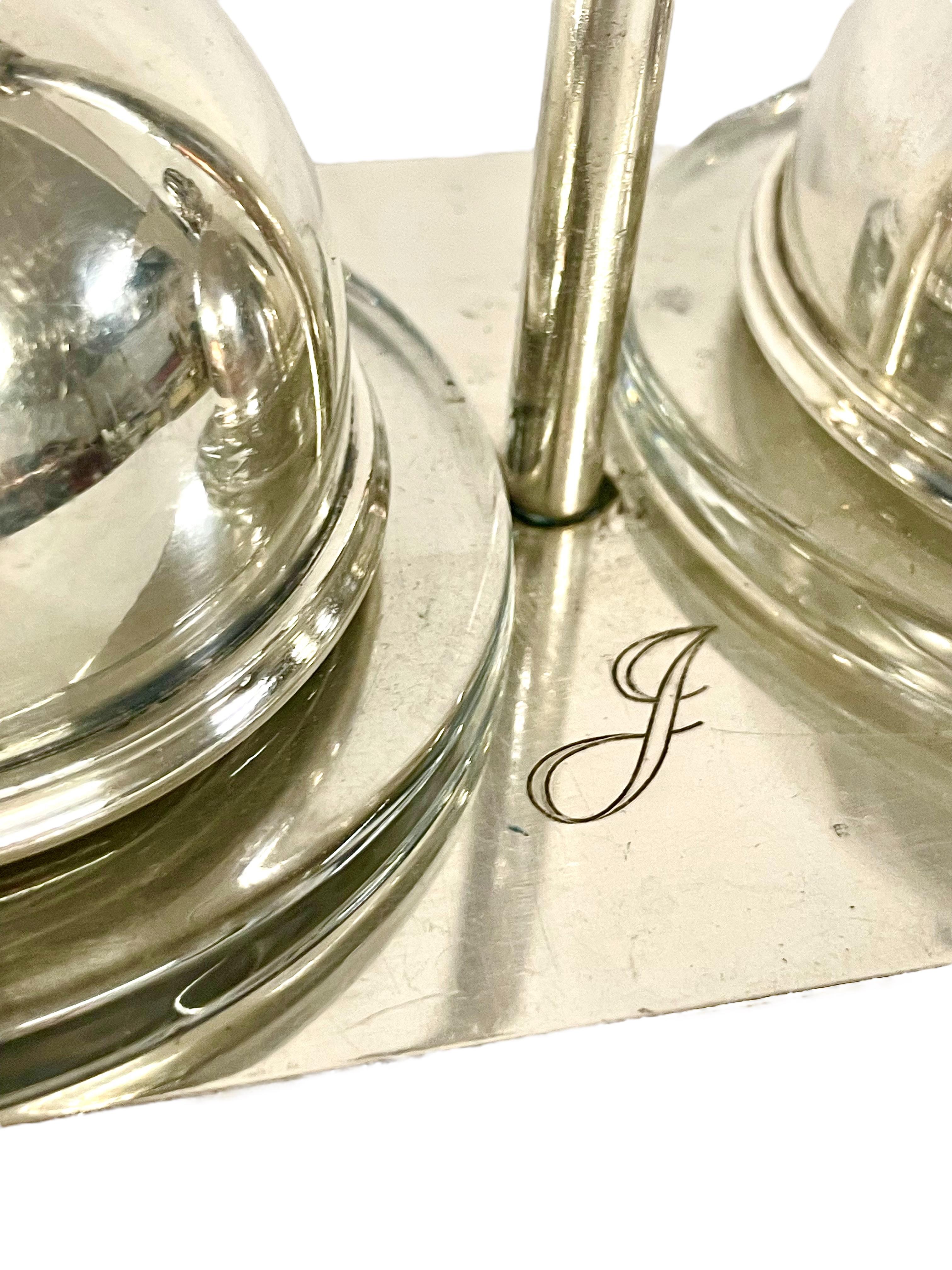 Silver-Plated Double Butter Dome, from the Hotel Juana In Good Condition For Sale In LA CIOTAT, FR