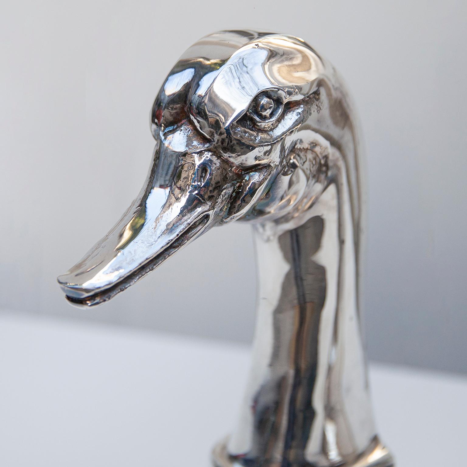 Silver Plated Duck Book Ends by Valenti, Spain, 1970s 2