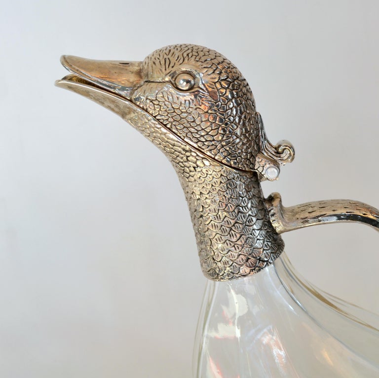 Silver Plated Duck Decanter in the Style of Mauro at 1stDibs