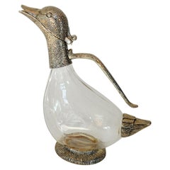 Vintage Silver Plated Duck Decanter in the Style of Mauro Manetti