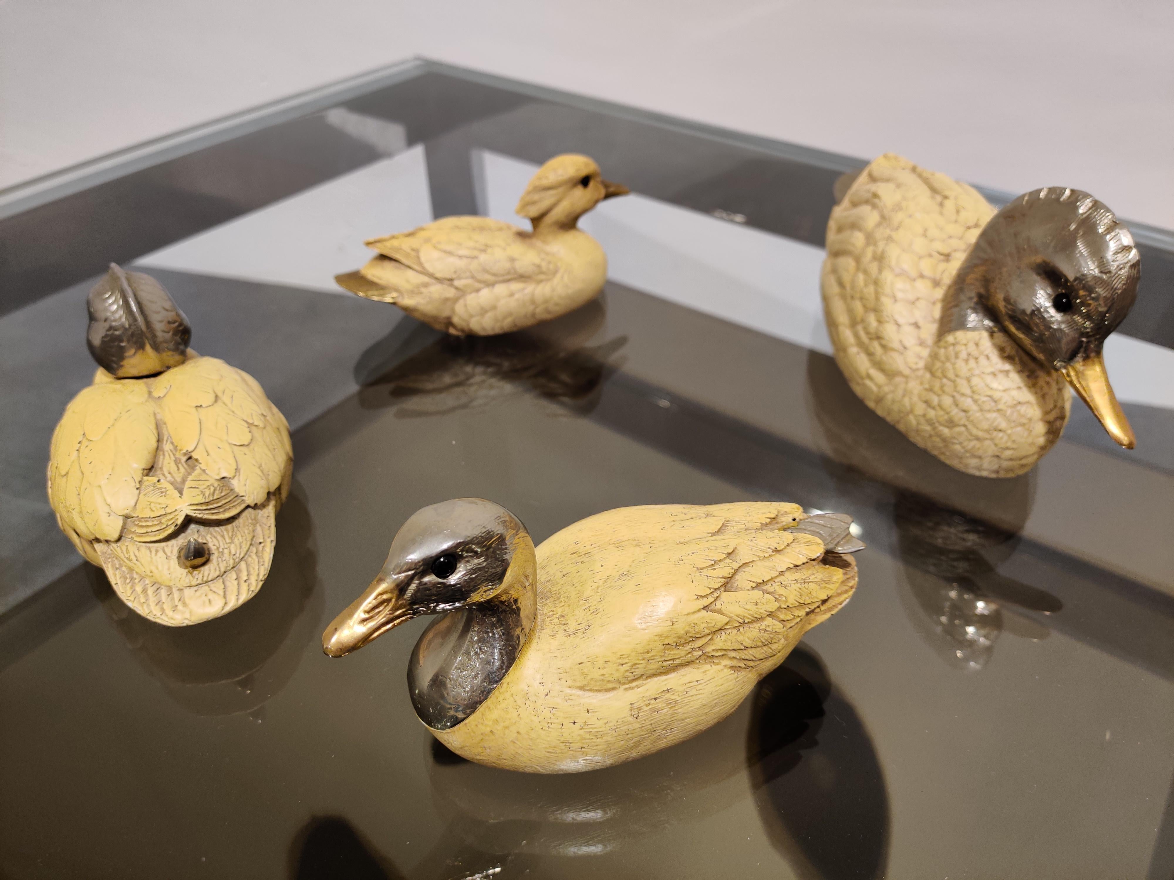 Italian Silver Plated Duck Sculptures by Malevolti, 1960s