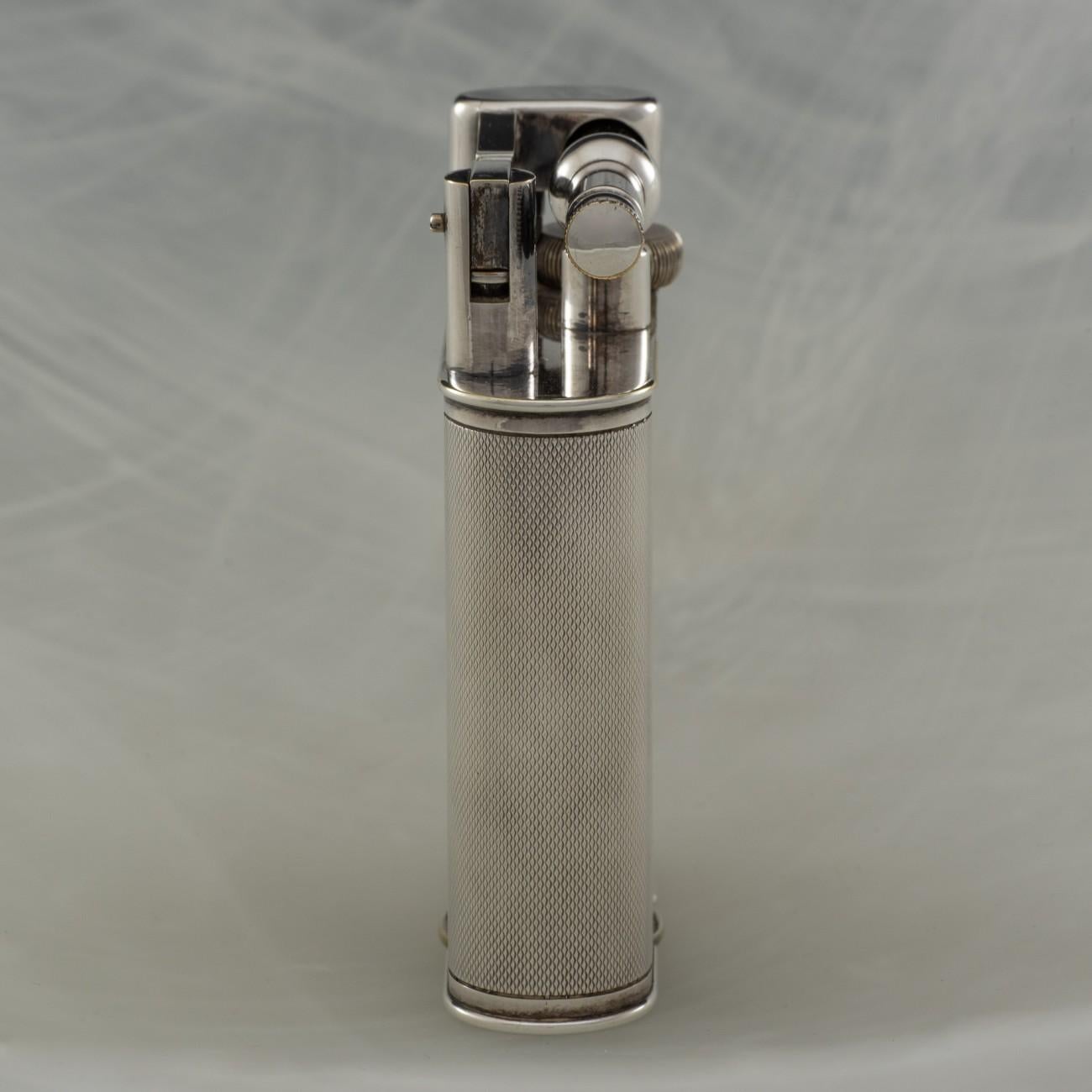 British Silver Plated Dunhill 'Giant' Lighter with Engine Turned Finish, circa 1948