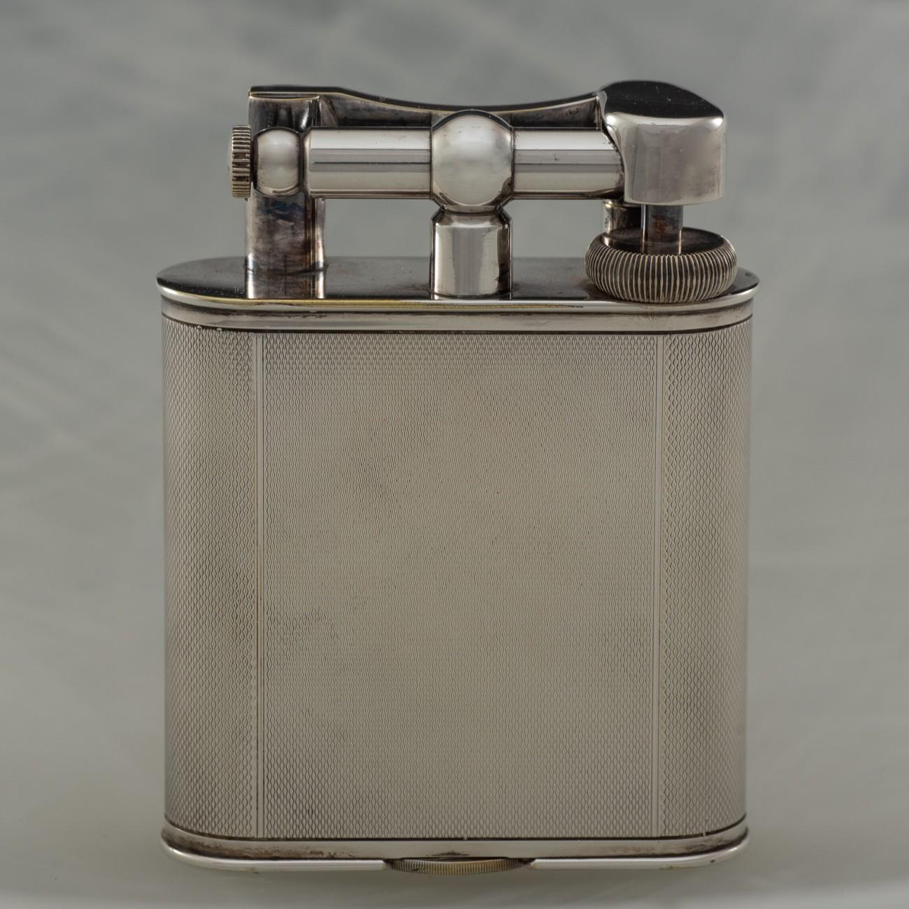 Silver Plated Dunhill 'Giant' Lighter with Engine Turned Finish, circa 1948 In Good Condition In London, GB