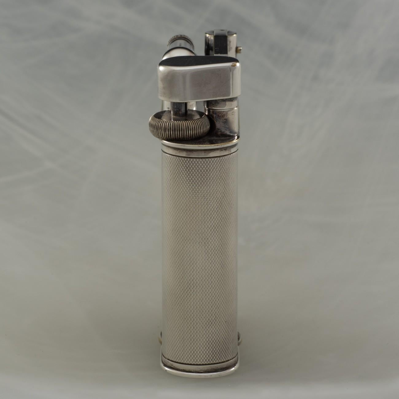 Mid-20th Century Silver Plated Dunhill 'Giant' Lighter with Engine Turned Finish, circa 1948