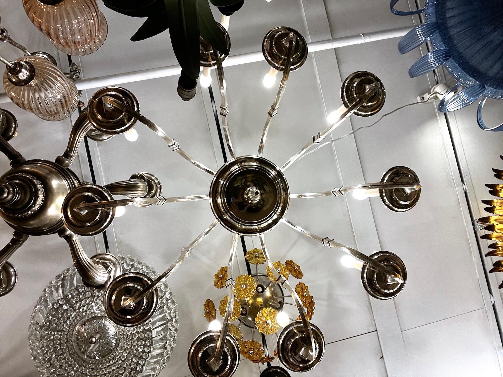 Early 20th Century Silver Plated English Chandelier For Sale
