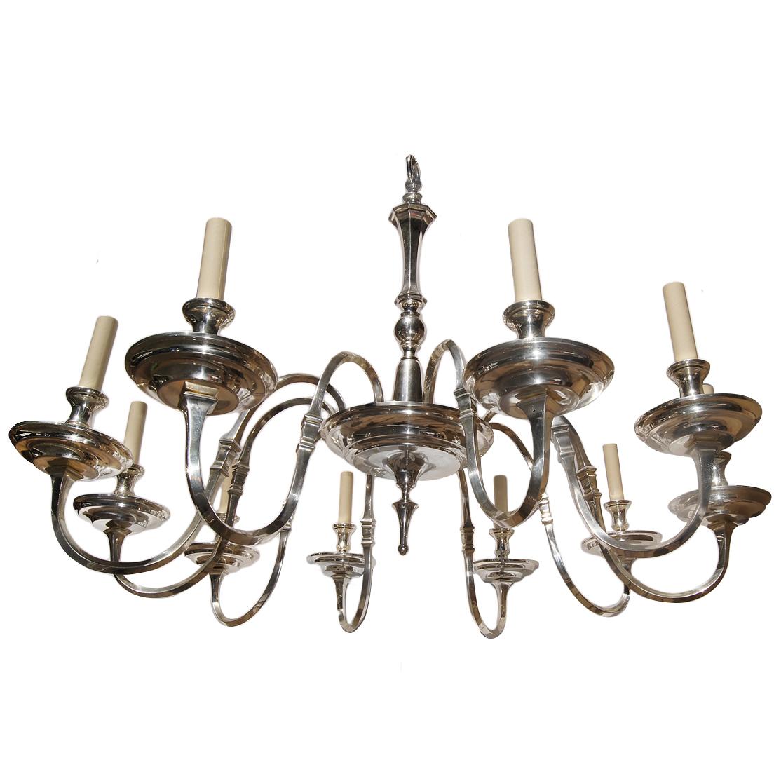 Lampadario inglese placcato in argento