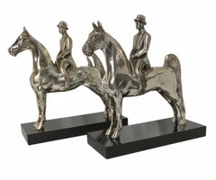Silver Plated Equestrian Gentlemen Bookends/Trophies
