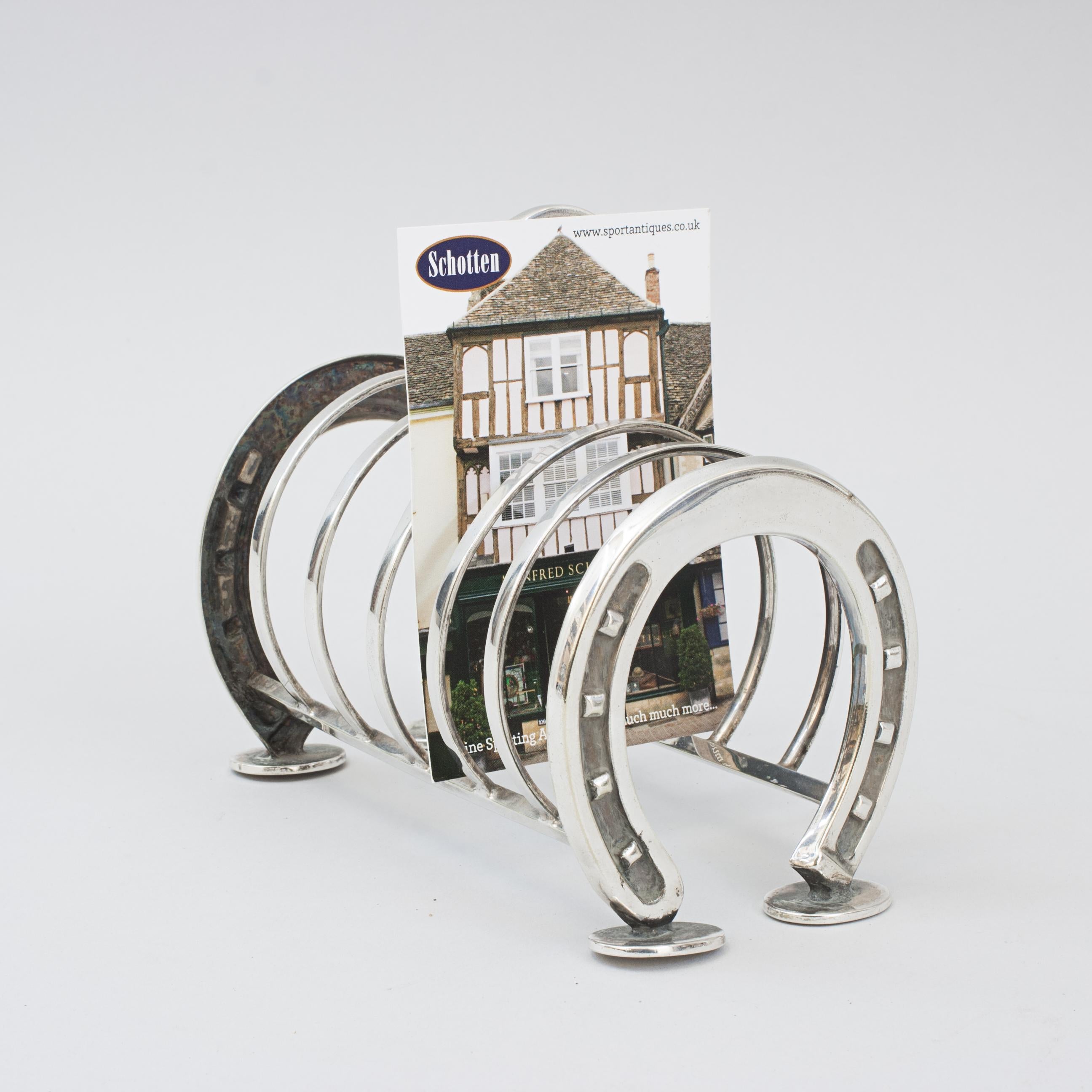 British Silver Plated Equestrian Horseshoe Toast Rack