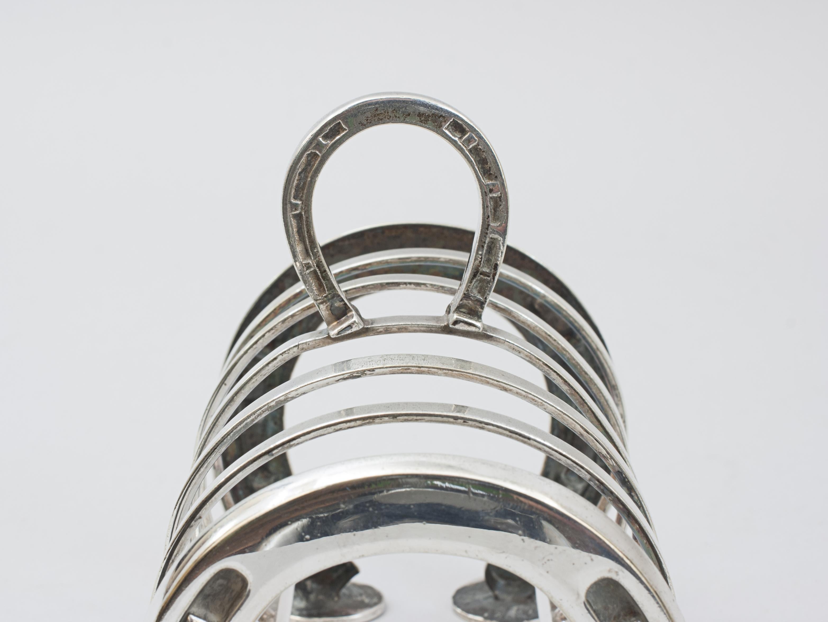 Early 20th Century Silver Plated Equestrian Horseshoe Toast Rack