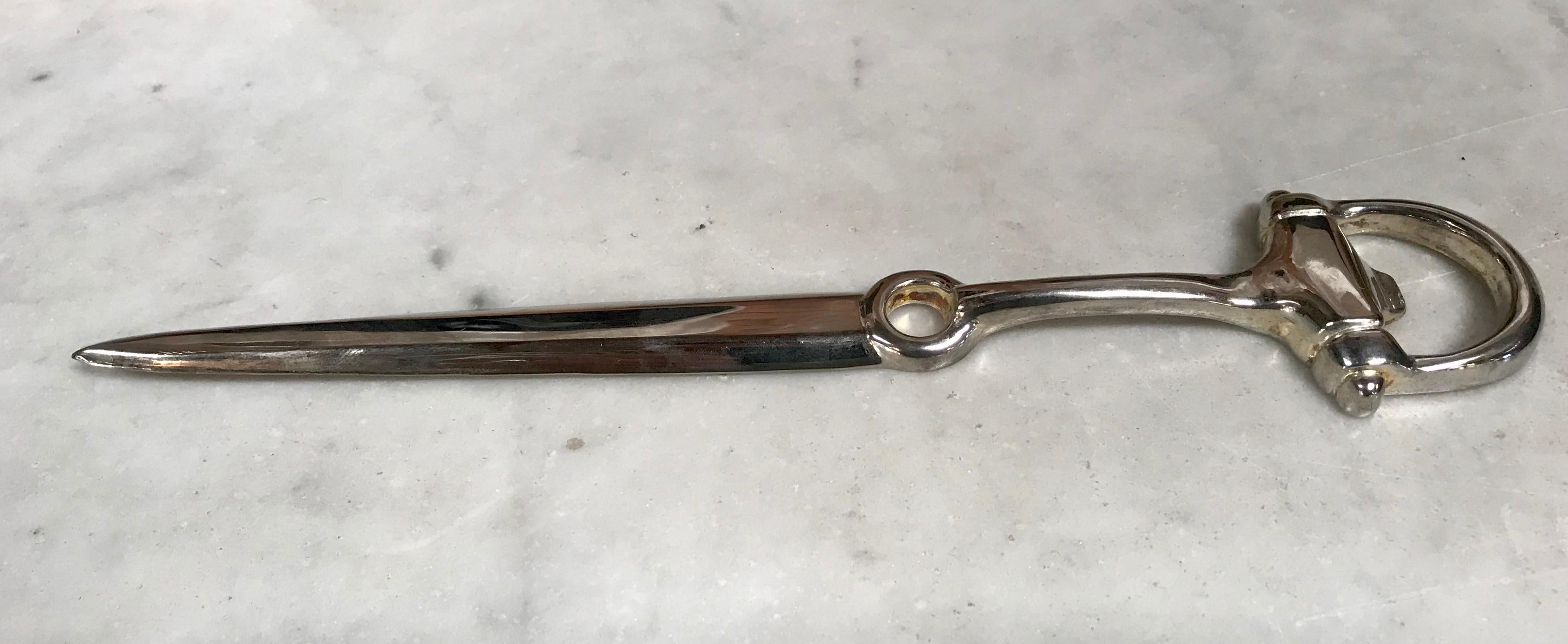 Modern Silver Plated Equestrian Letter Opener, Italy, 1980s For Sale