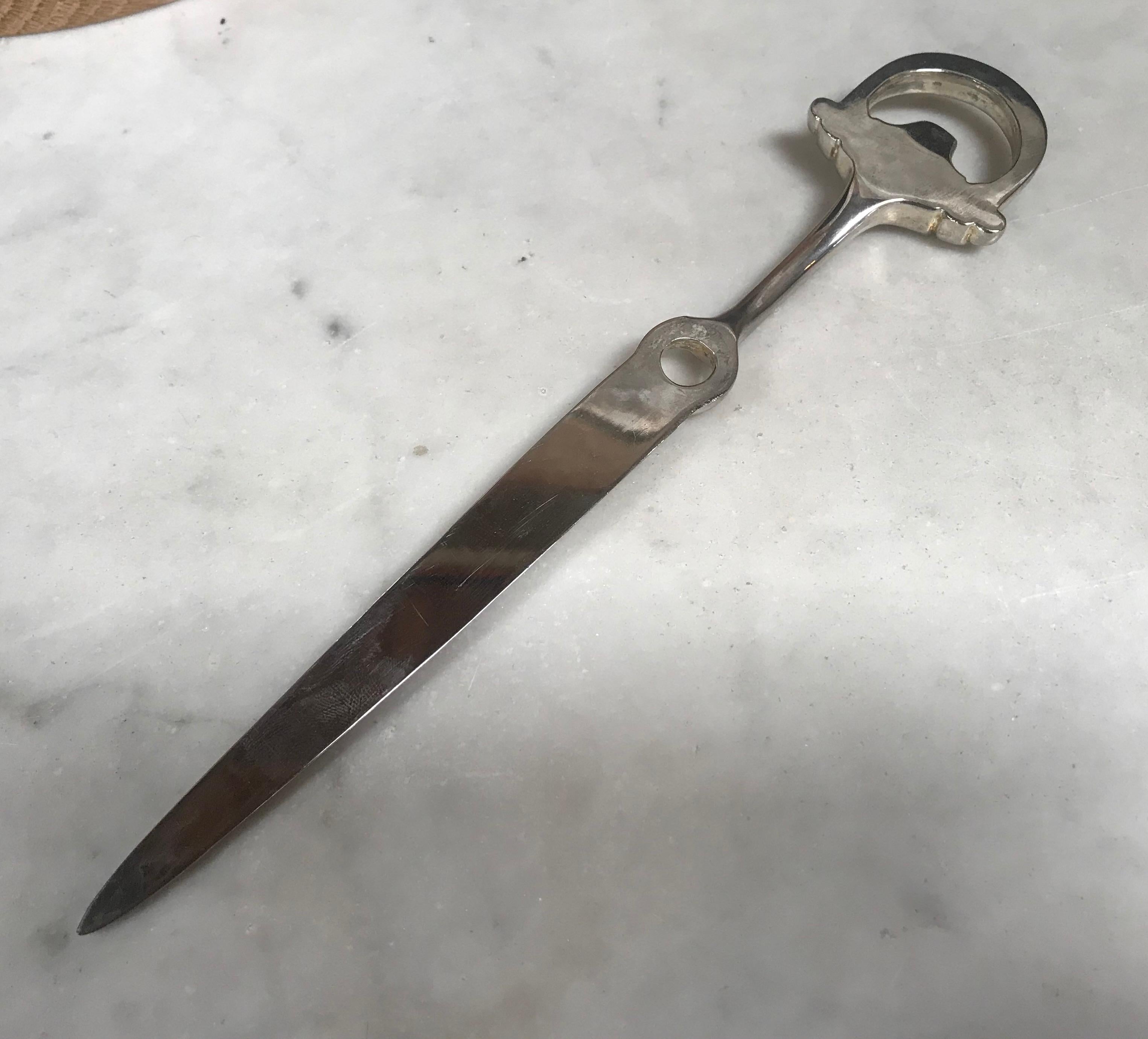 Silver Plated Equestrian Letter Opener, Italy, 1980s For Sale 2