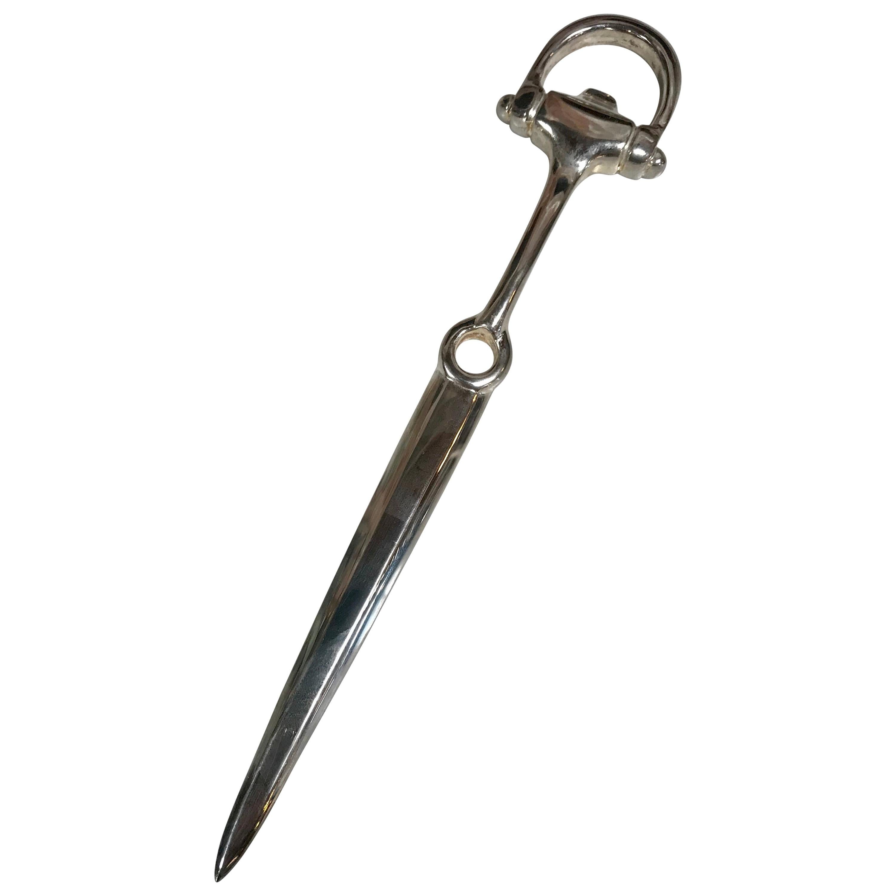 Silver Plated Equestrian Letter Opener, Italy, 1980s For Sale