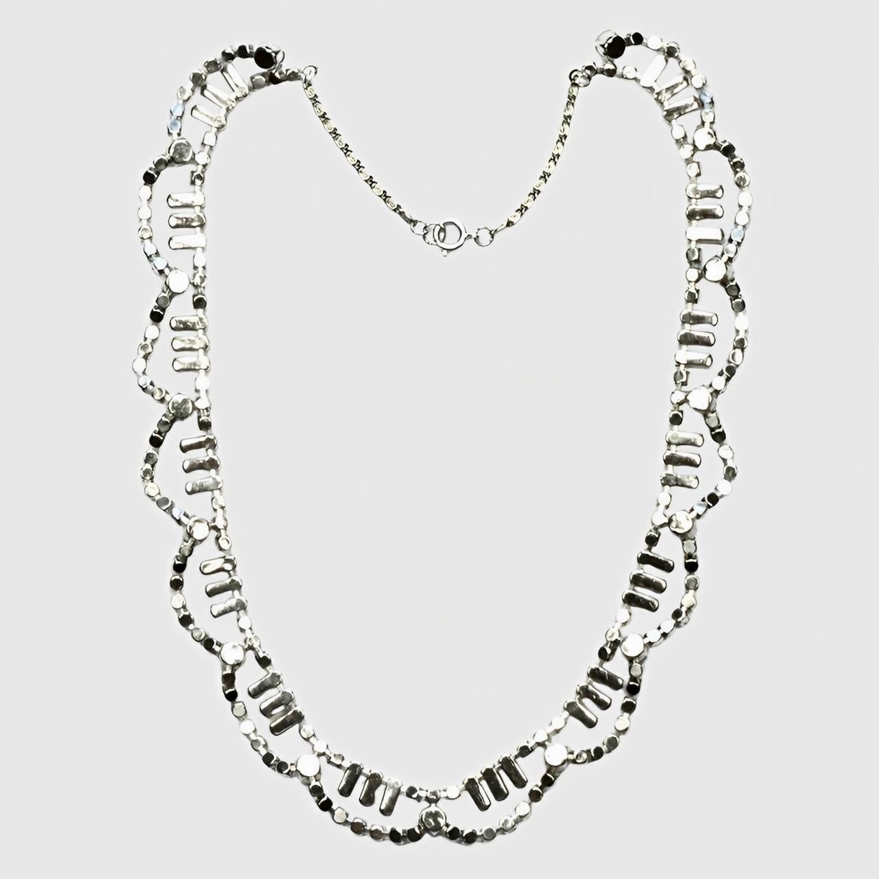 Collana con festone di strass placcata in argento, circa anni '50 in vendita 2