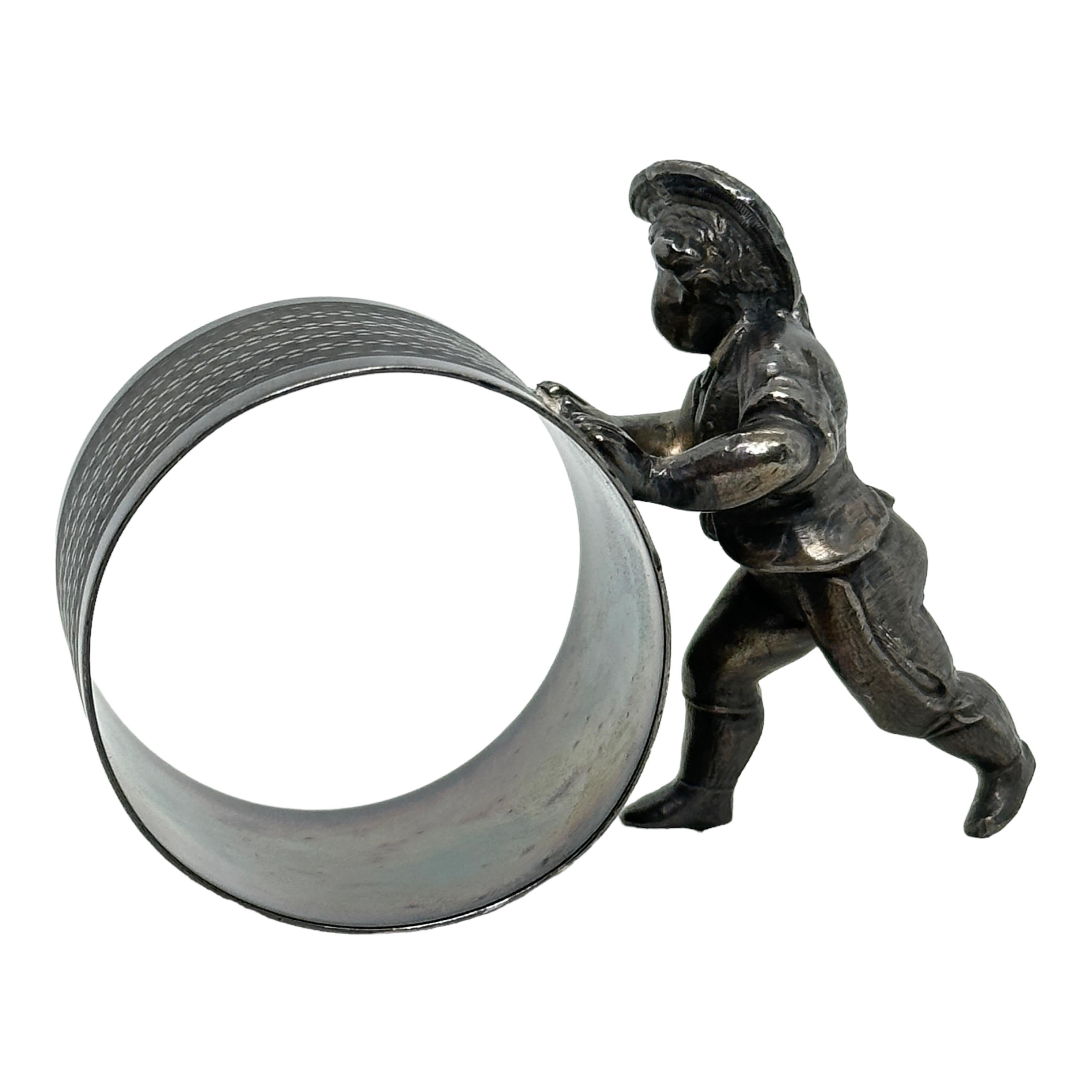 Art Nouveau Silver Plated Figural Boy Napkin Ring, WMF, Germany, 1920s For Sale