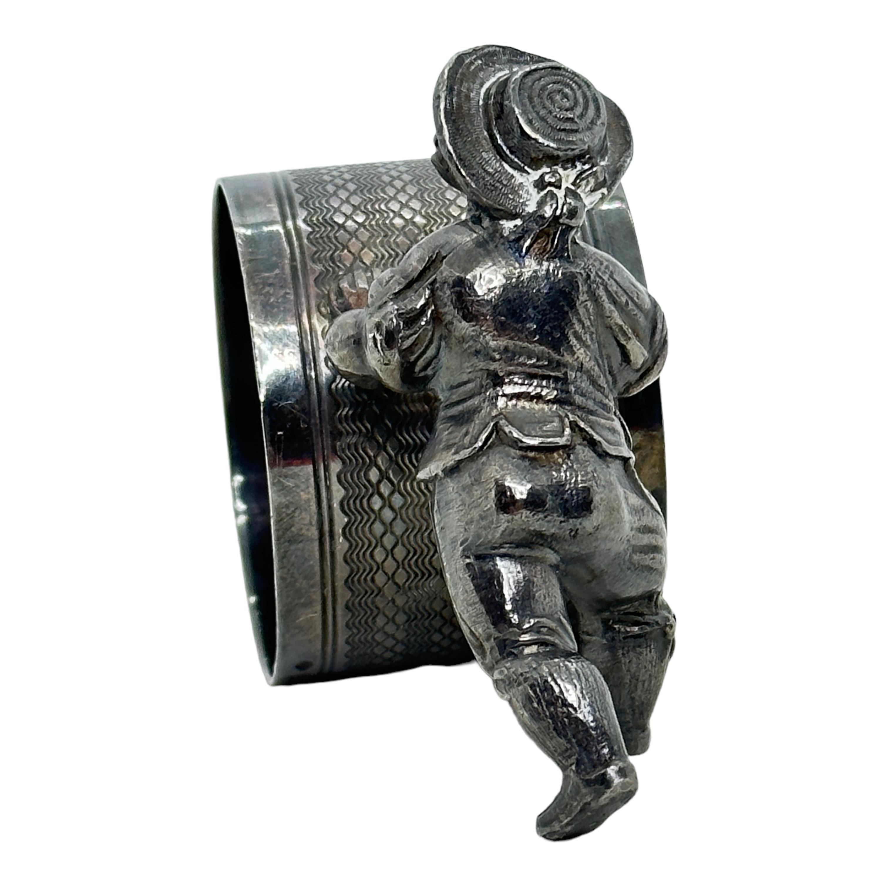 Silvered Silver Plated Figural Boy Napkin Ring, WMF, Germany, 1920s For Sale