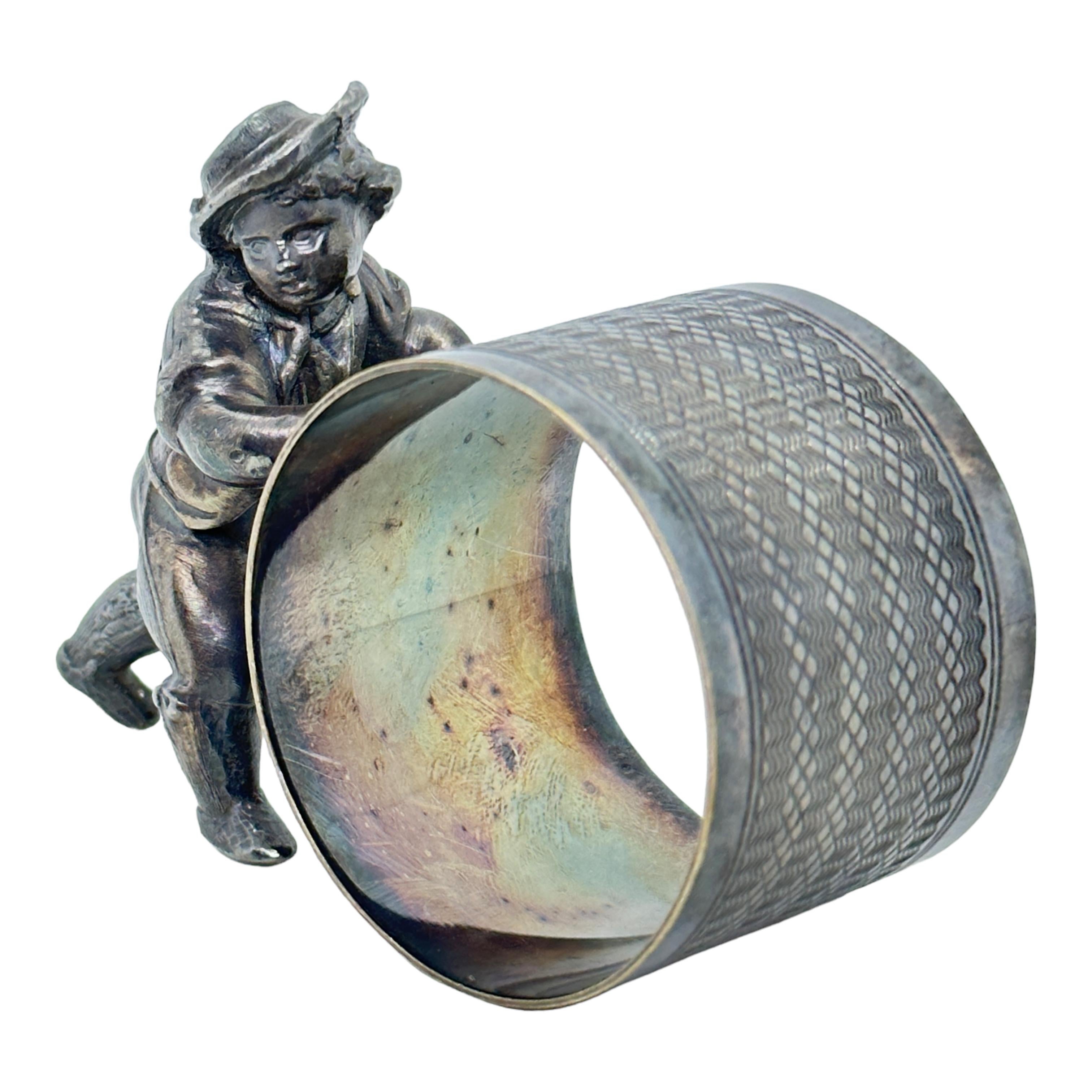 Silver Plated Figural Boy Napkin Ring, WMF, Germany, 1920s In Good Condition For Sale In Nuernberg, DE