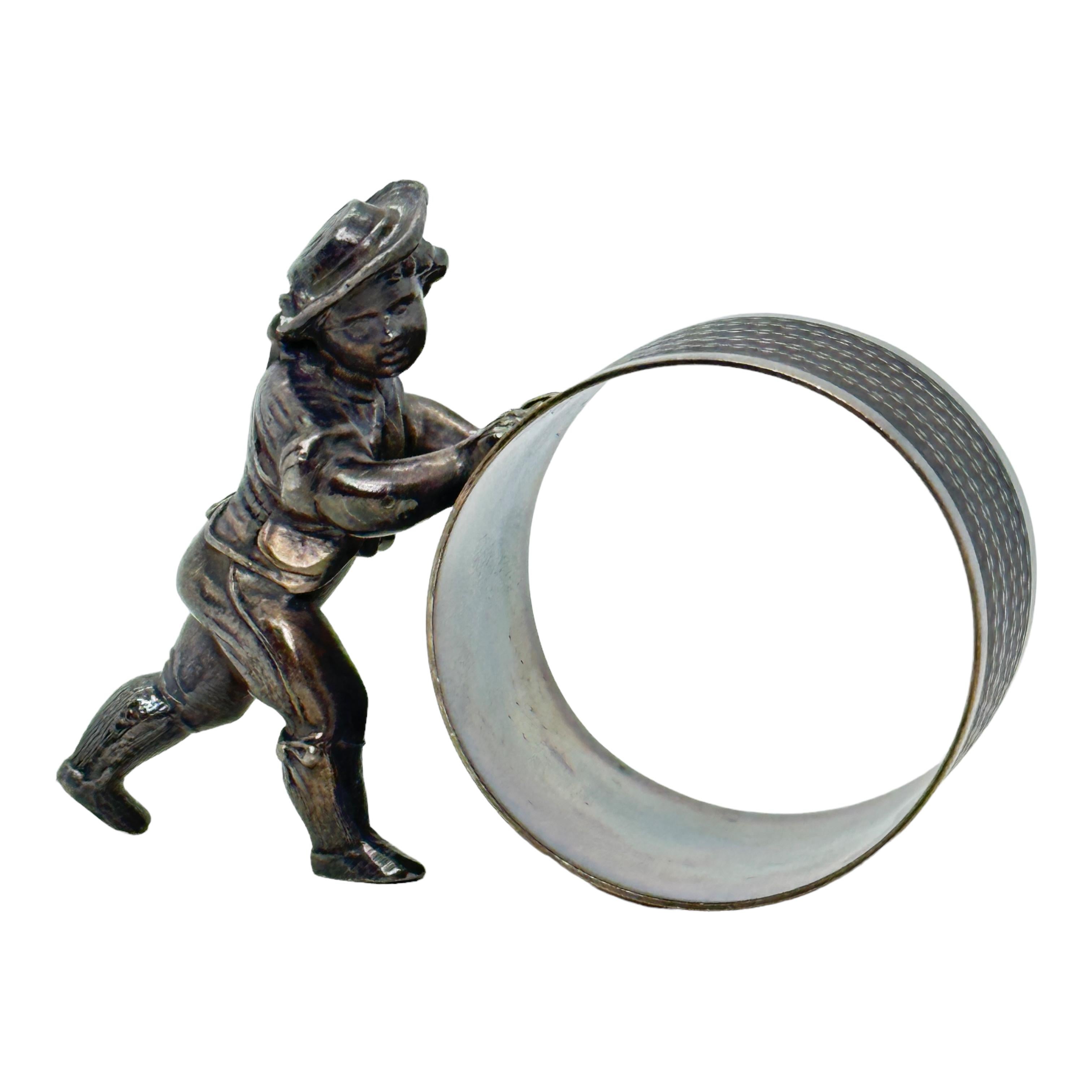 20th Century Silver Plated Figural Boy Napkin Ring, WMF, Germany, 1920s For Sale