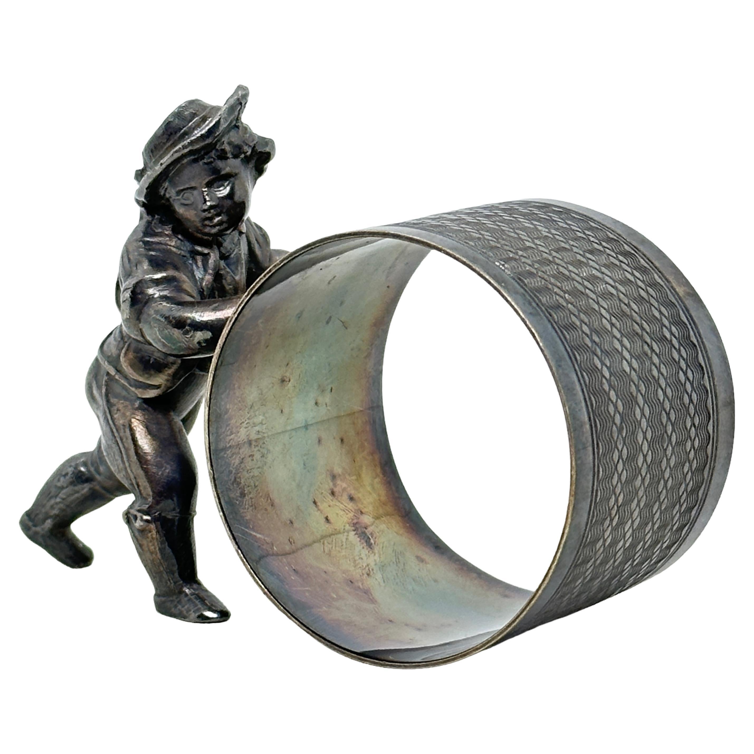 Silver Plated Figural Boy Napkin Ring, WMF, Germany, 1920s For Sale