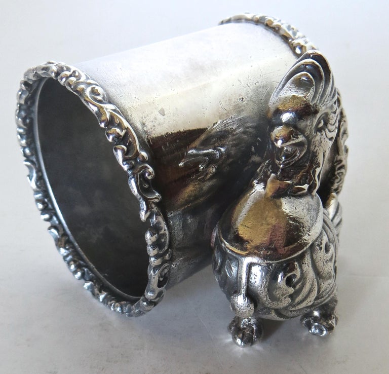 Victorian Silver Plated Figural Chicken Napkin Ring, American, circa 20th Century For Sale