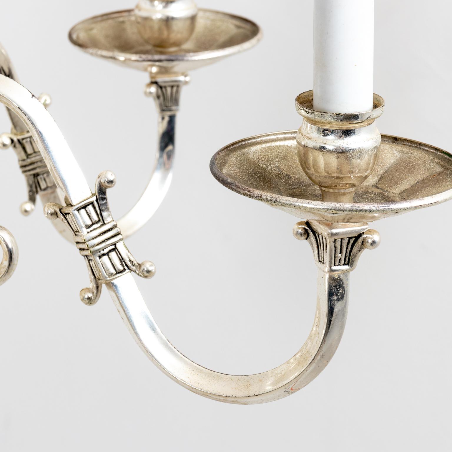 20th Century Silver Plated Five-Arm Chandelier