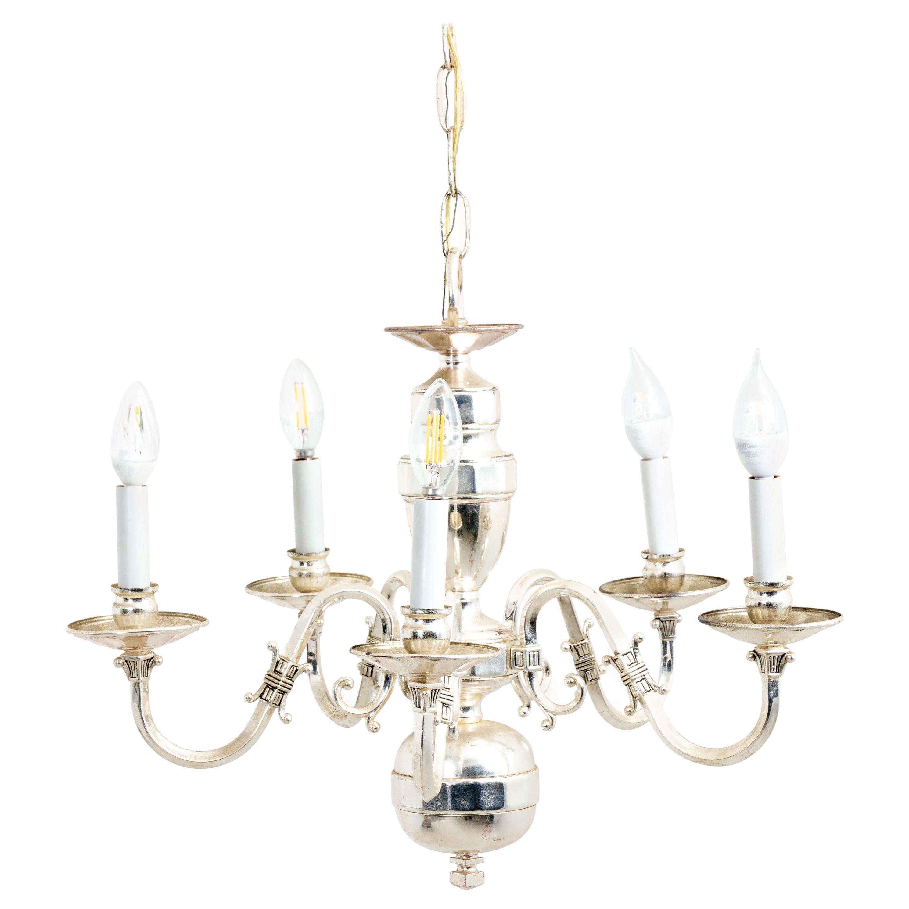 Silver Plated Five Arm Chandelier