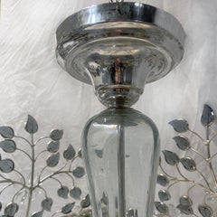 French Chandelier with Gray Molded Glass Leaves