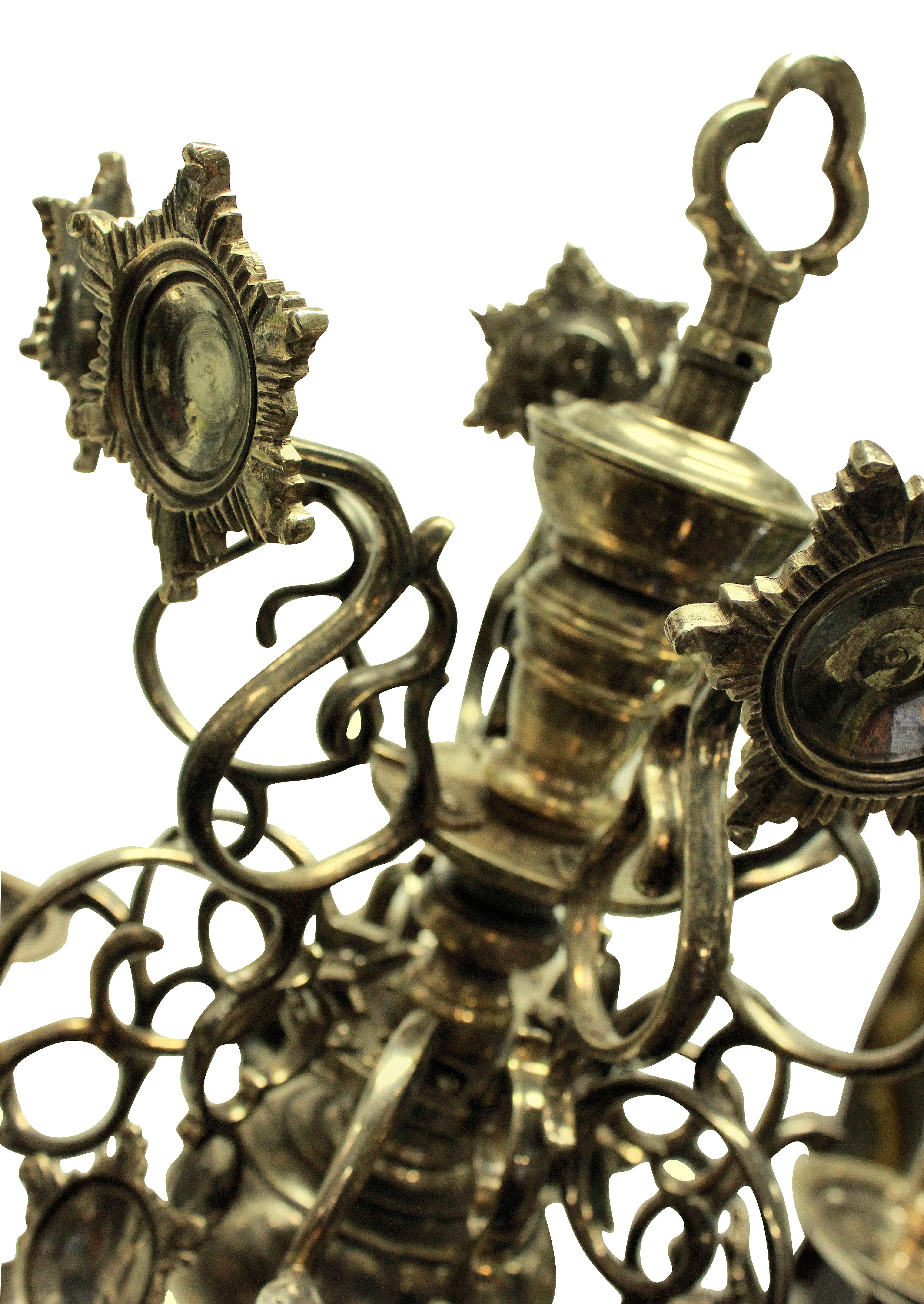 Silver Plated Flemish Chandelier In Good Condition In London, GB