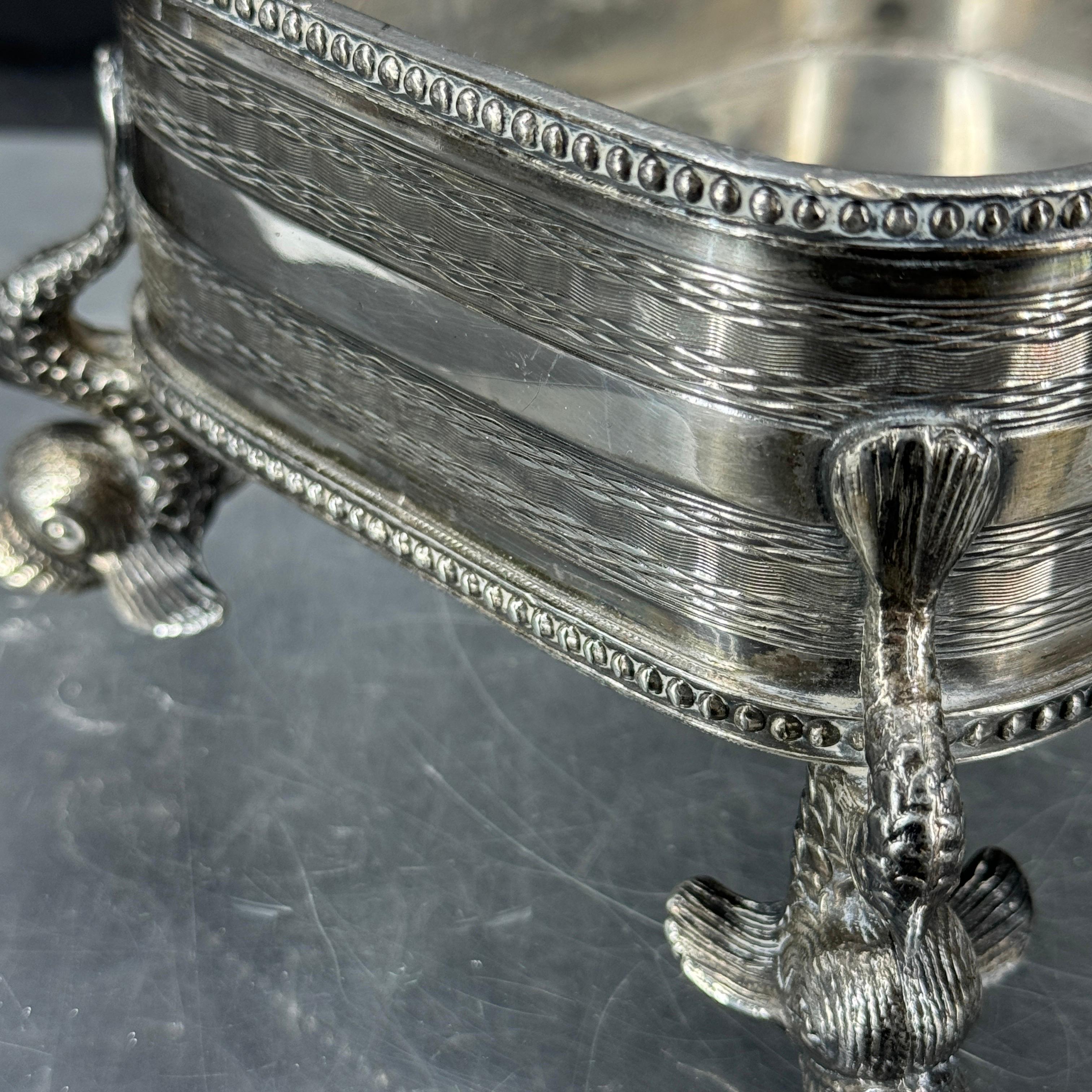 Silver Plated Rectangular Dolphin Footed Box with Lid For Sale 4