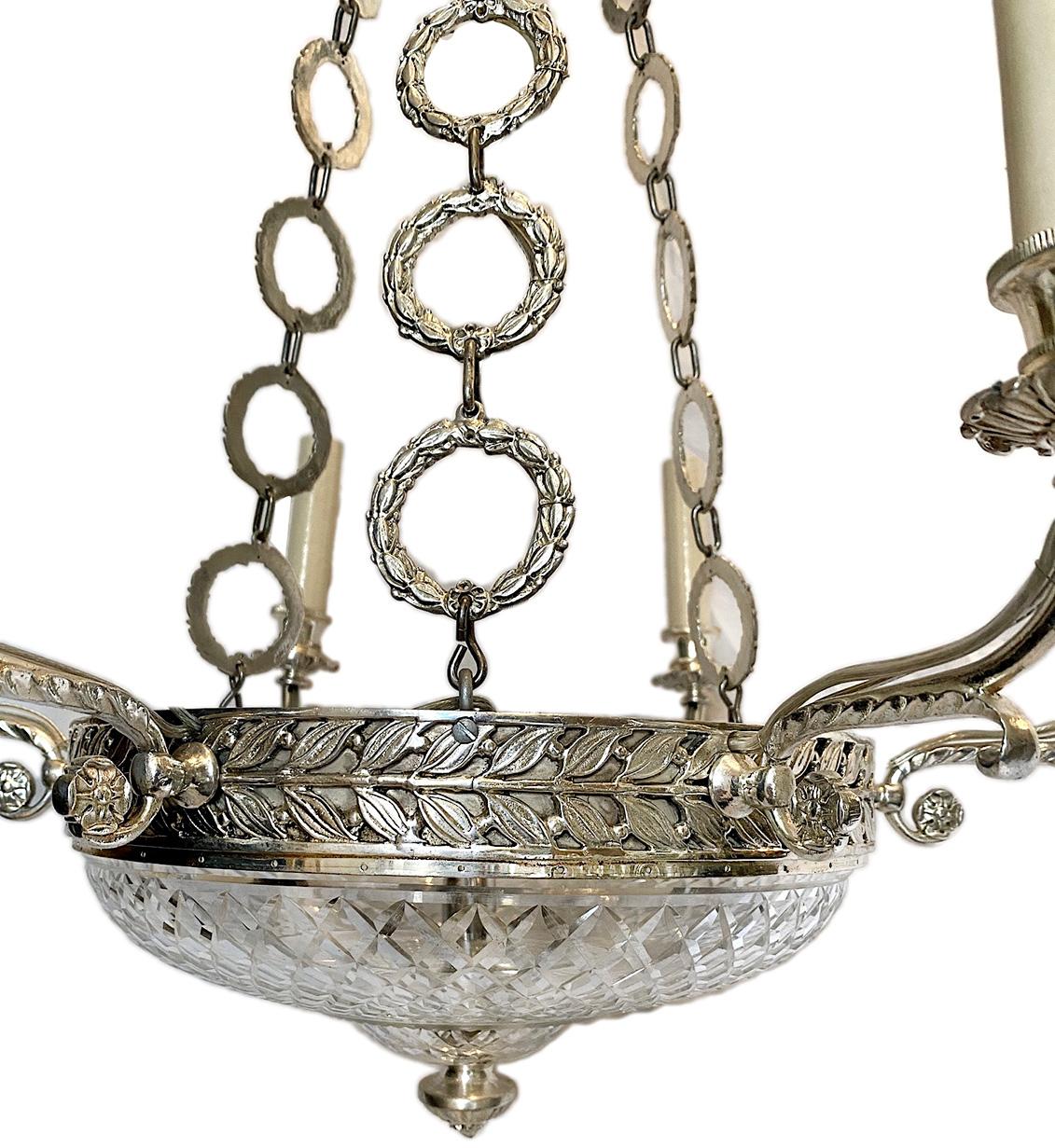 Lampadario Impero Francese placcato in argento In condizioni buone in vendita a New York, NY
