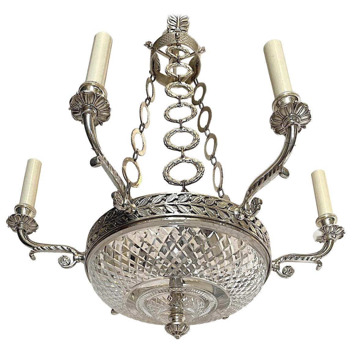 Silver Plated French Empire Chandelier For Sale