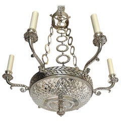 Lustre Empire français en métal argenté