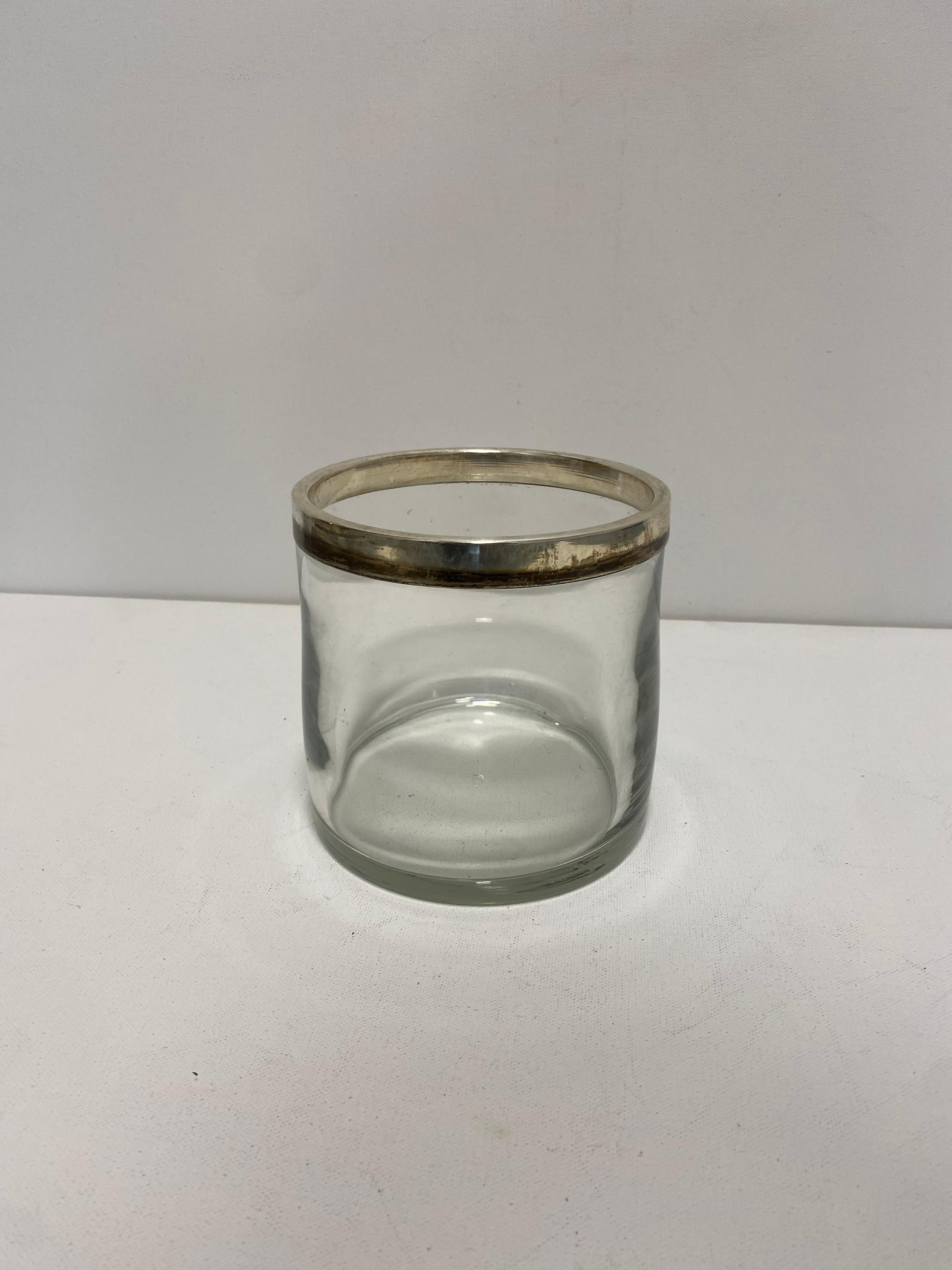 Silver Plated Glass Ice Bucket Bottle Cooler 1960s Drinks Vintage Italy Art Deco In Good Condition For Sale In London, GB