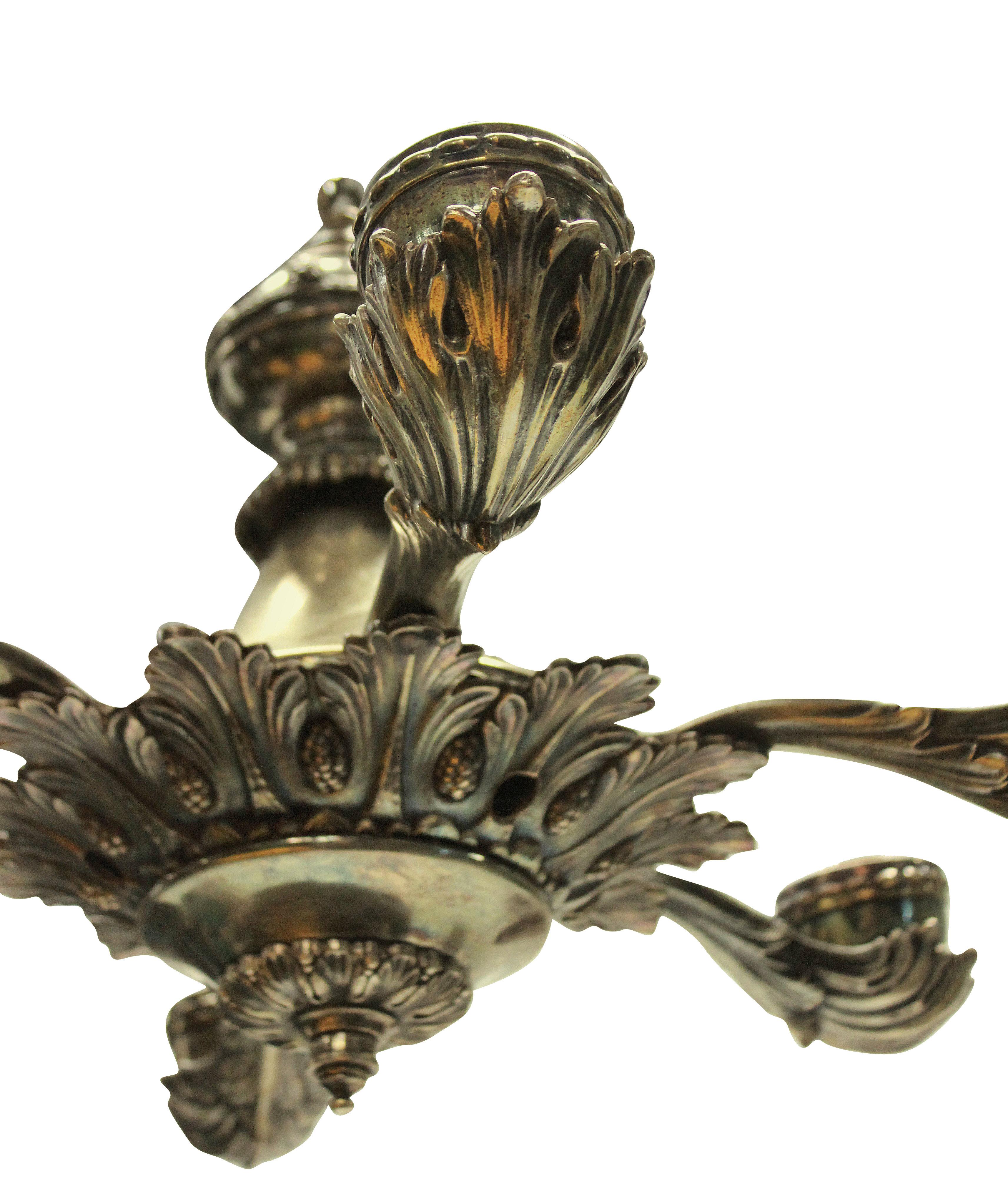 Neoclassical Silver Plated Greek Revival Chandelier