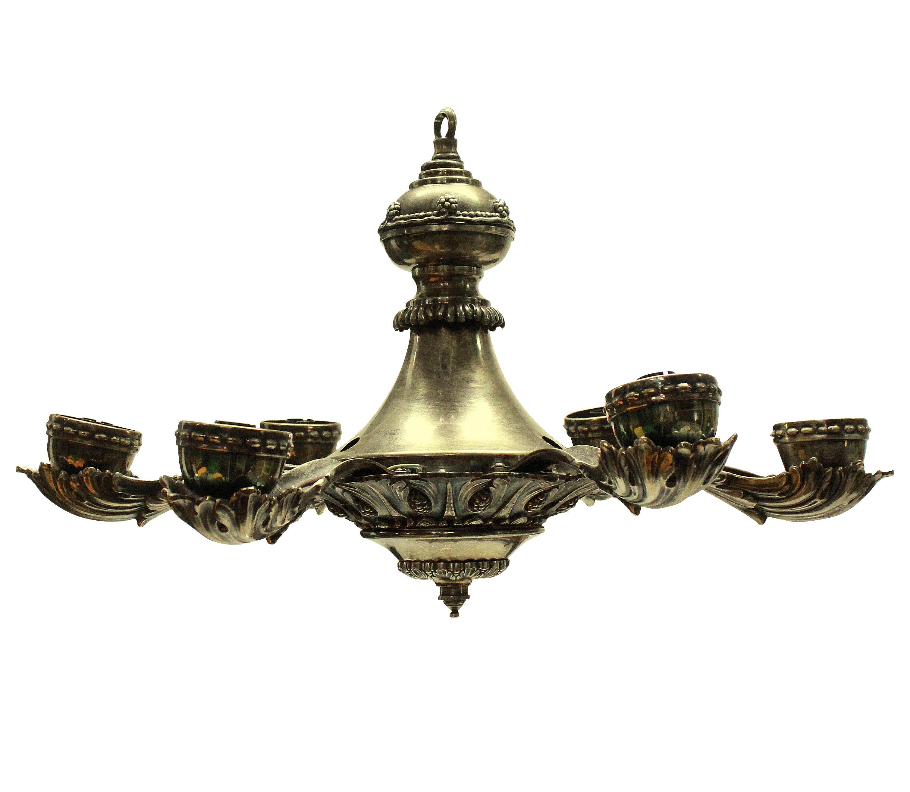 Neoclassical Silver Plated Greek Revival Chandelier