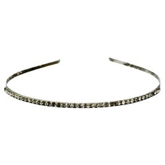 Silver Plated Headband with a Single Row of Vintage Clear Rhinestones