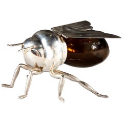 Antique Silver Plated Honey Pot in the Form of a Bee, by Mappin and Webb